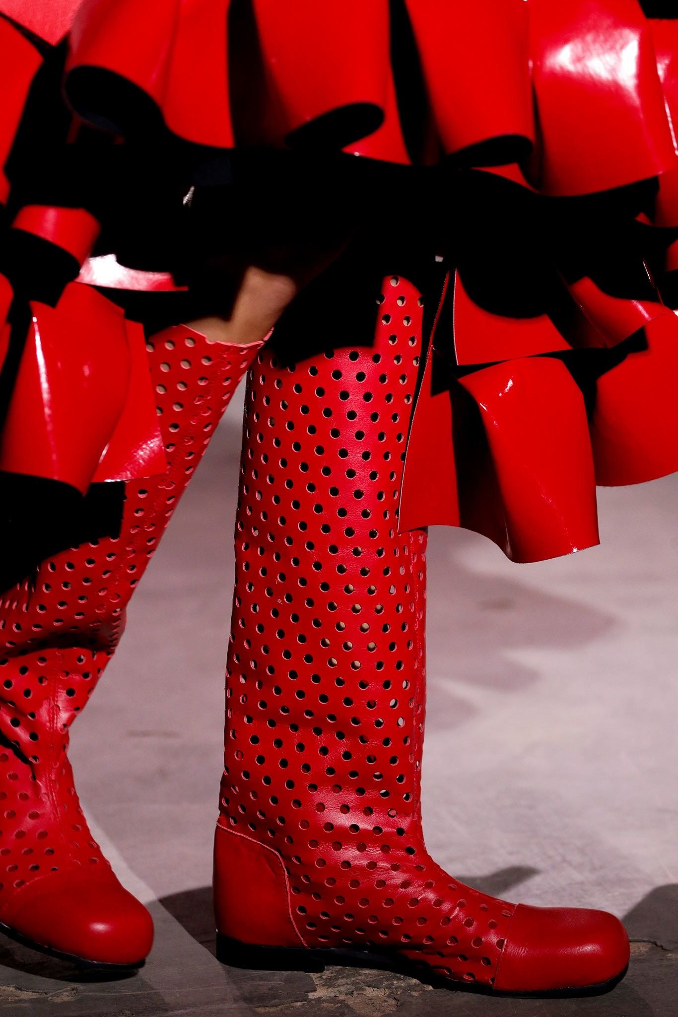 Comme Des Garcons 2015AW Runway Cut-Out Polka Dot Tall Boots