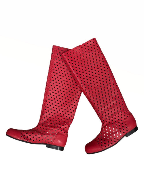 Comme Des Garcons 2015AW Runway Cut-Out Polka Dot Tall Boots