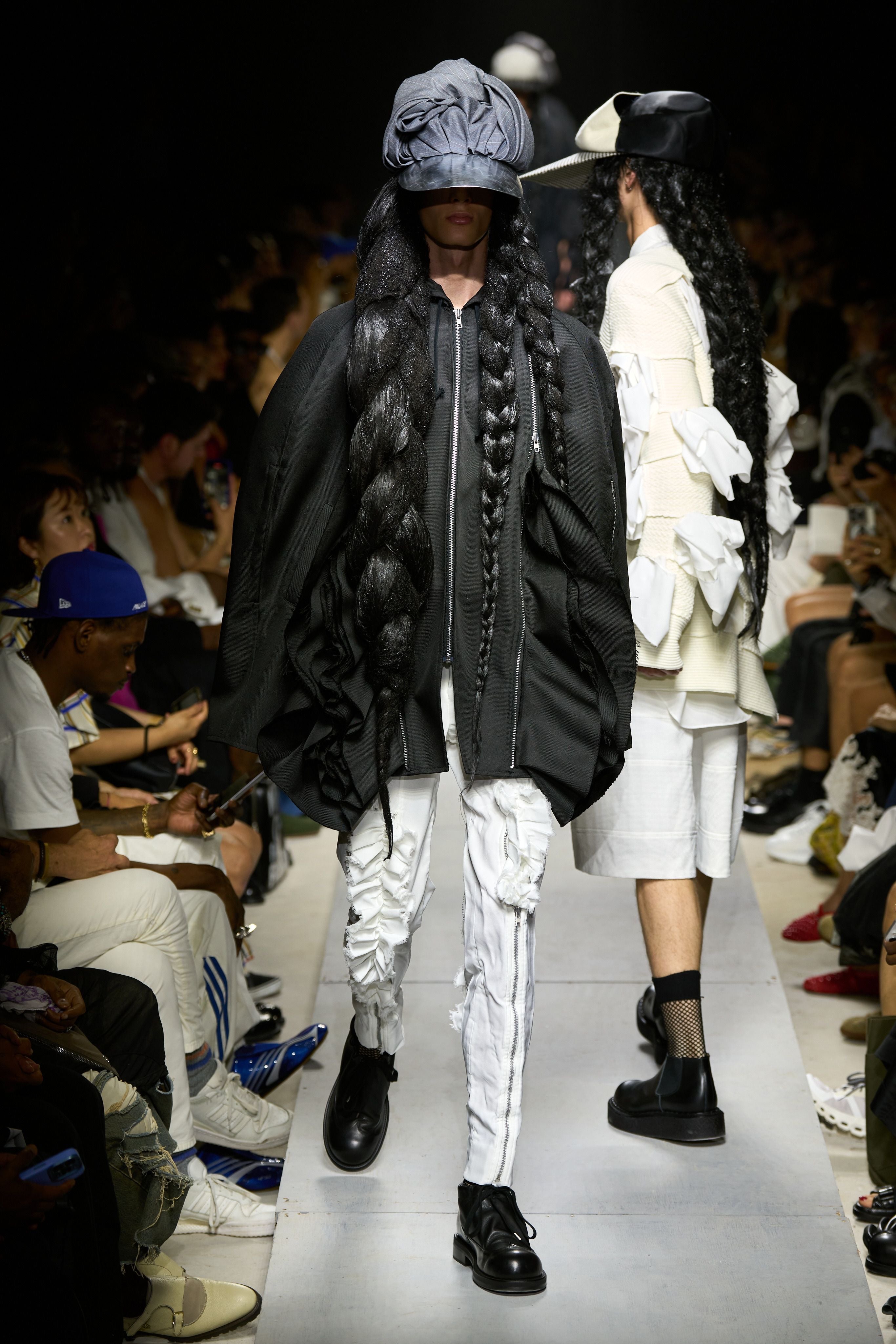 Comme des Garcons Homme Plus 2026SS zipper drape ruffle hoodie - runway reference