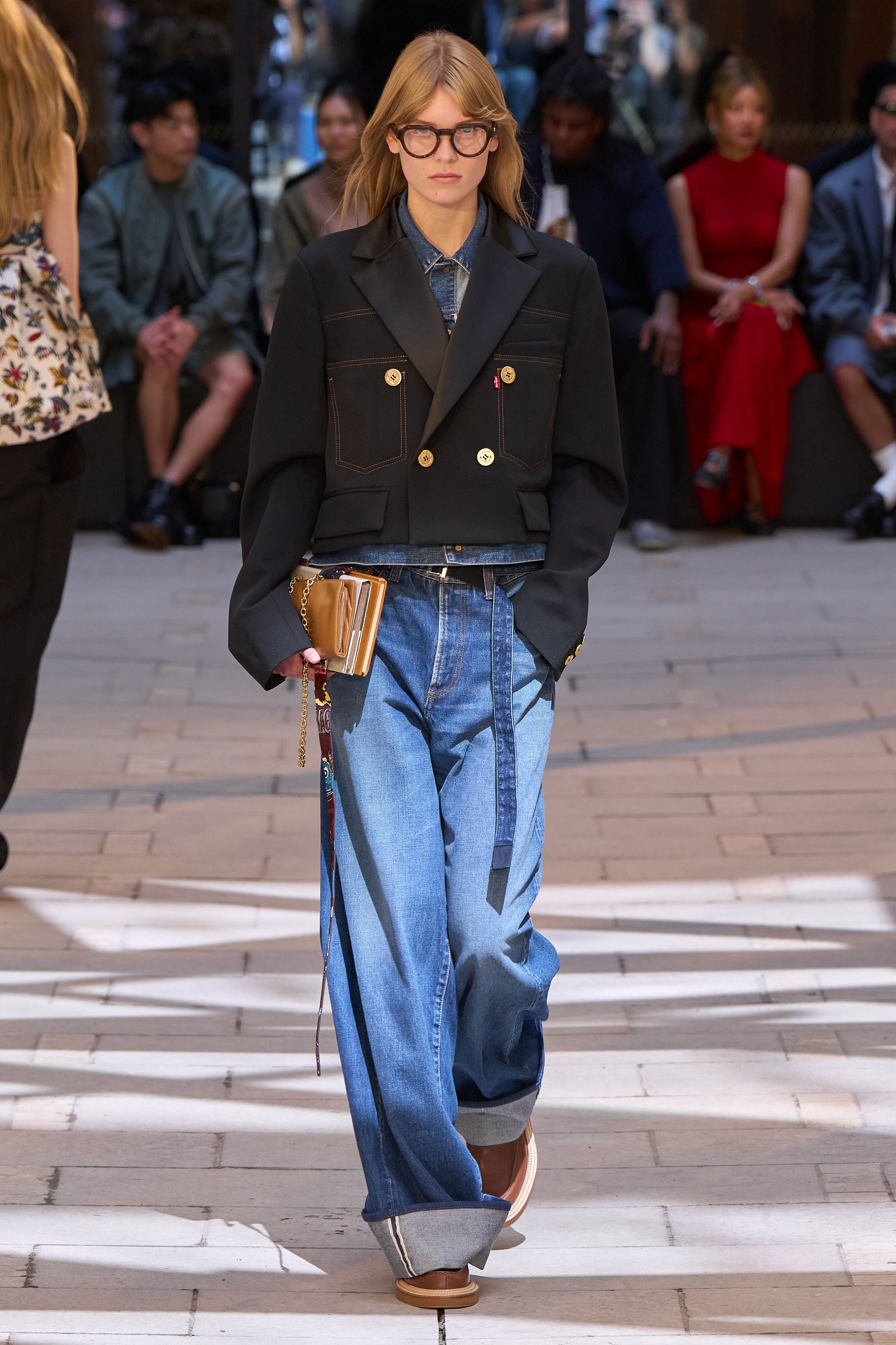 Levi's x Sacai 2025SS double-breasted denim metelasse twill jacket - runway reference