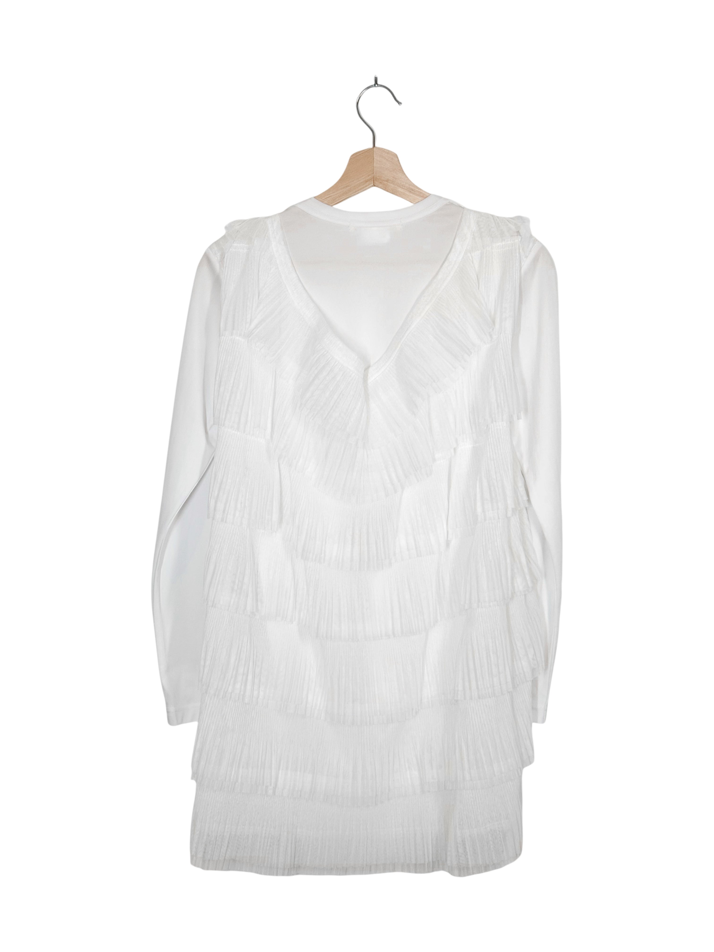 Comme Des Garcons 2021AW Fan-Pleated Tulle Panel Long Sleeve Tee