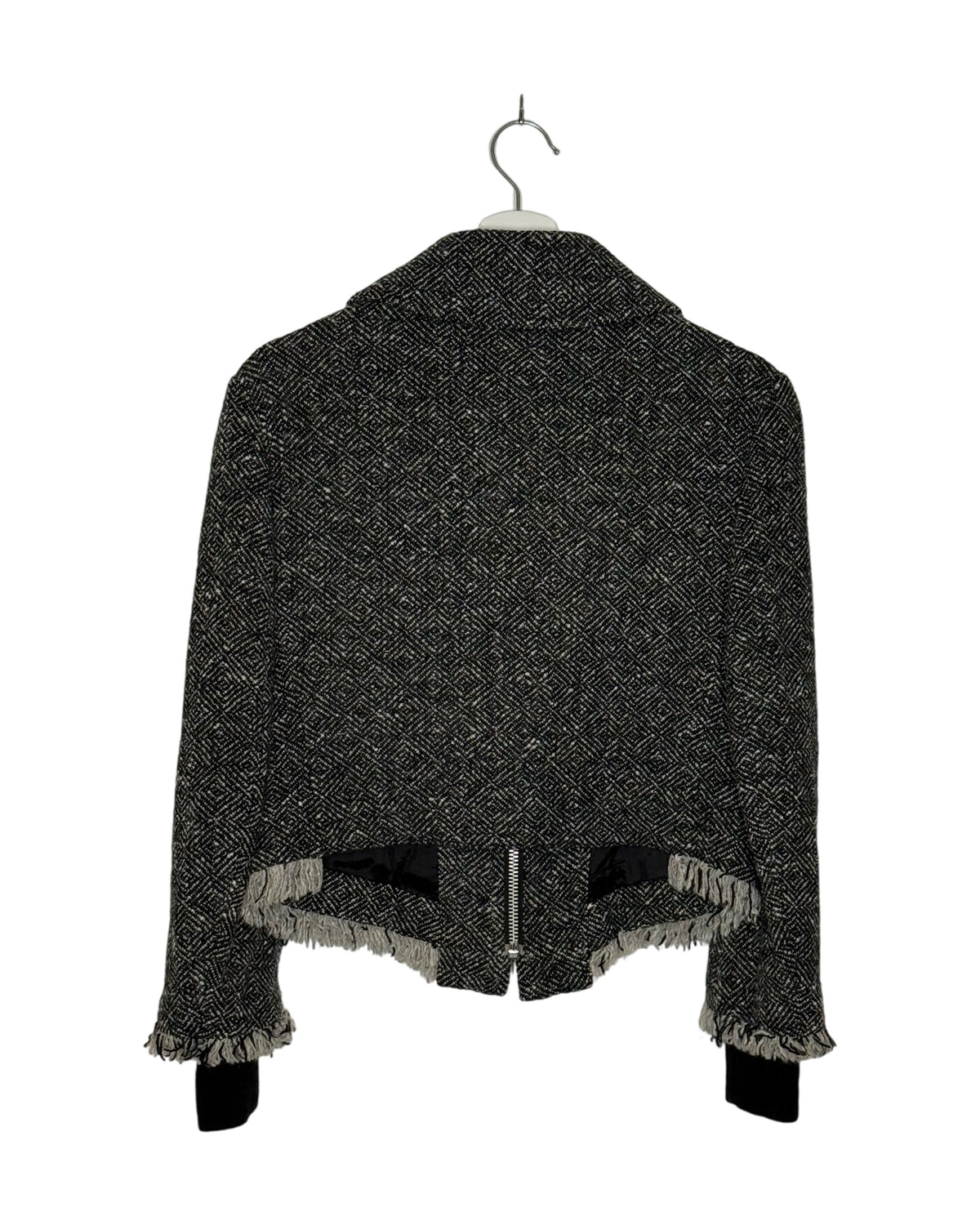 Yohji Yamamoto 2007AW tweed zip jacket - back view on hanger