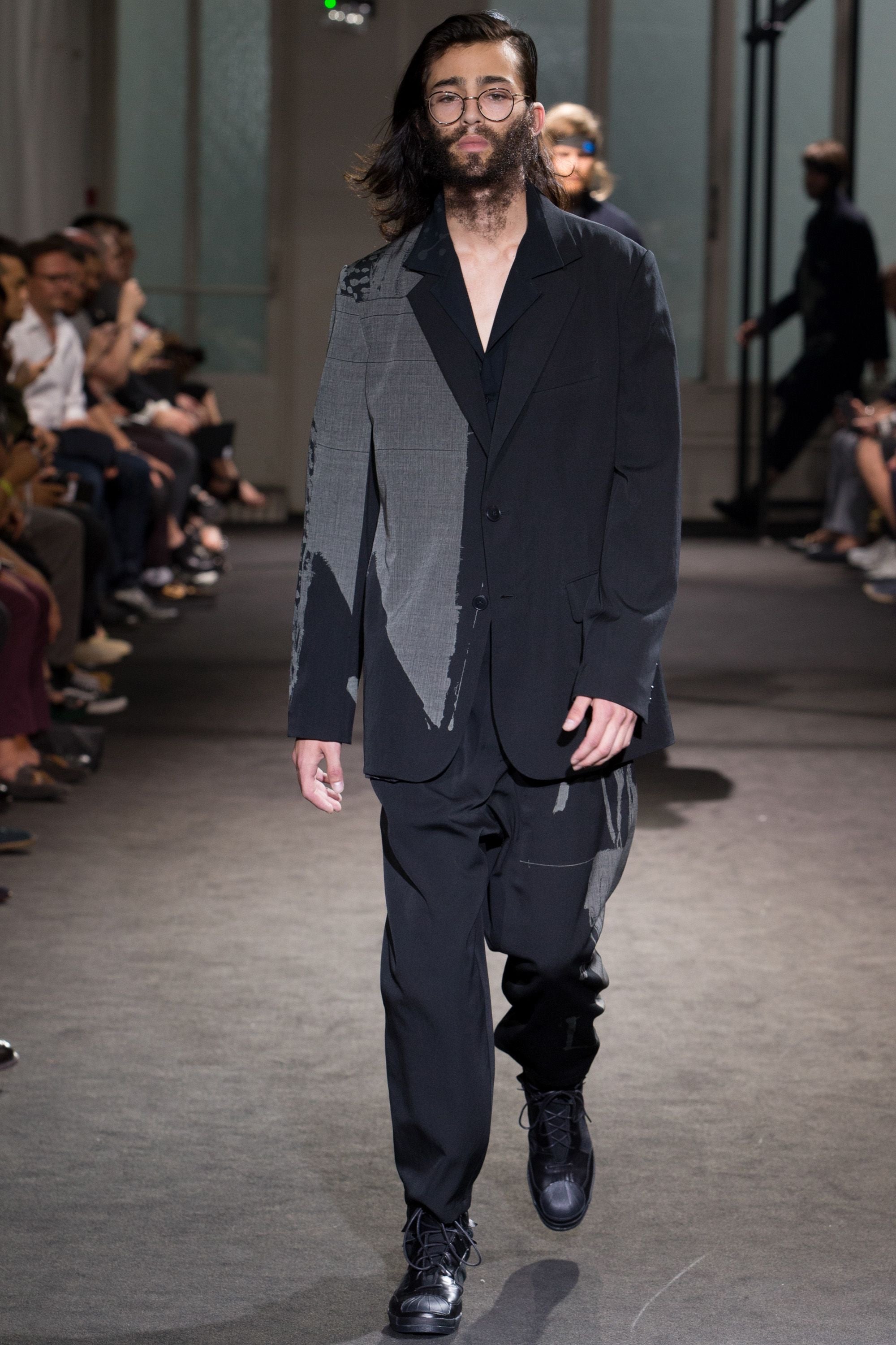 Yohji Yamamoto Pour Homme 2017SS Runway Yuka Asakura Twins Reversible Discharge Print Jacket