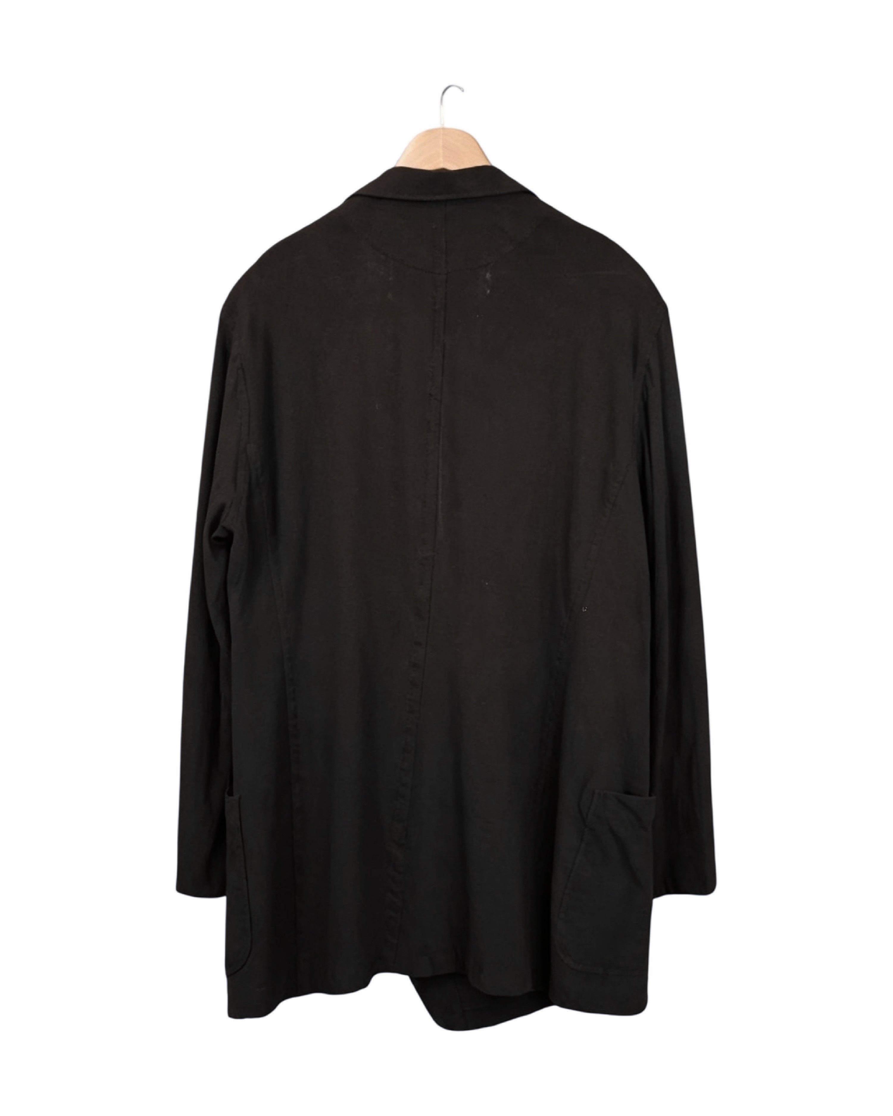Yohji Yamamoto Pour Homme 2012SS asymmetric button blazer - back view on hanger