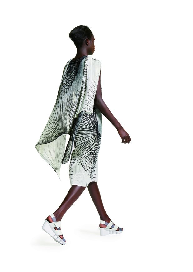 Issey Miyake Pleats Please 2017SS Motion Dress Line Printed Sleeveless Shirt