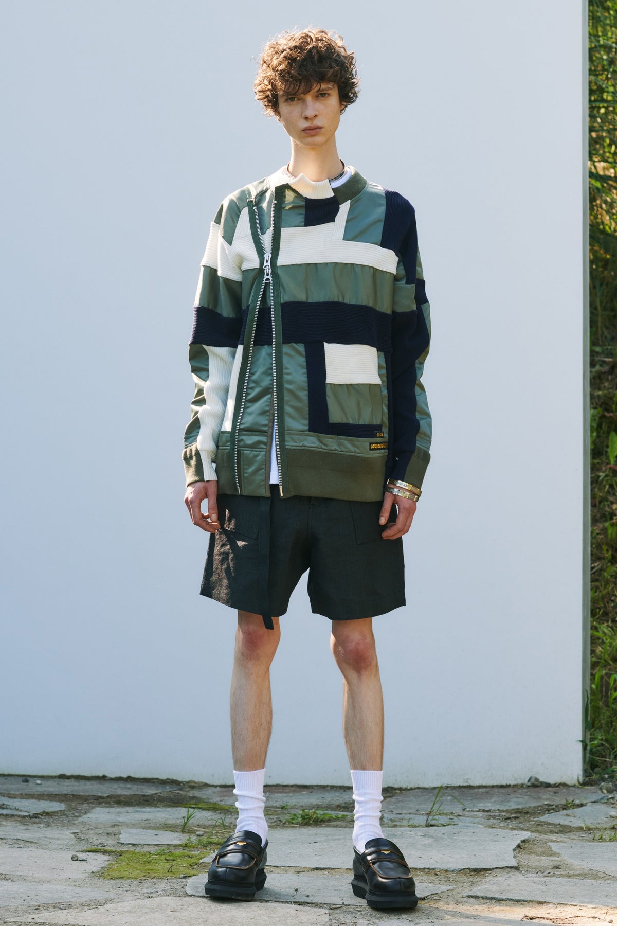 Sacai 2021SS Runway Patchwork Knit Zip Sweater
