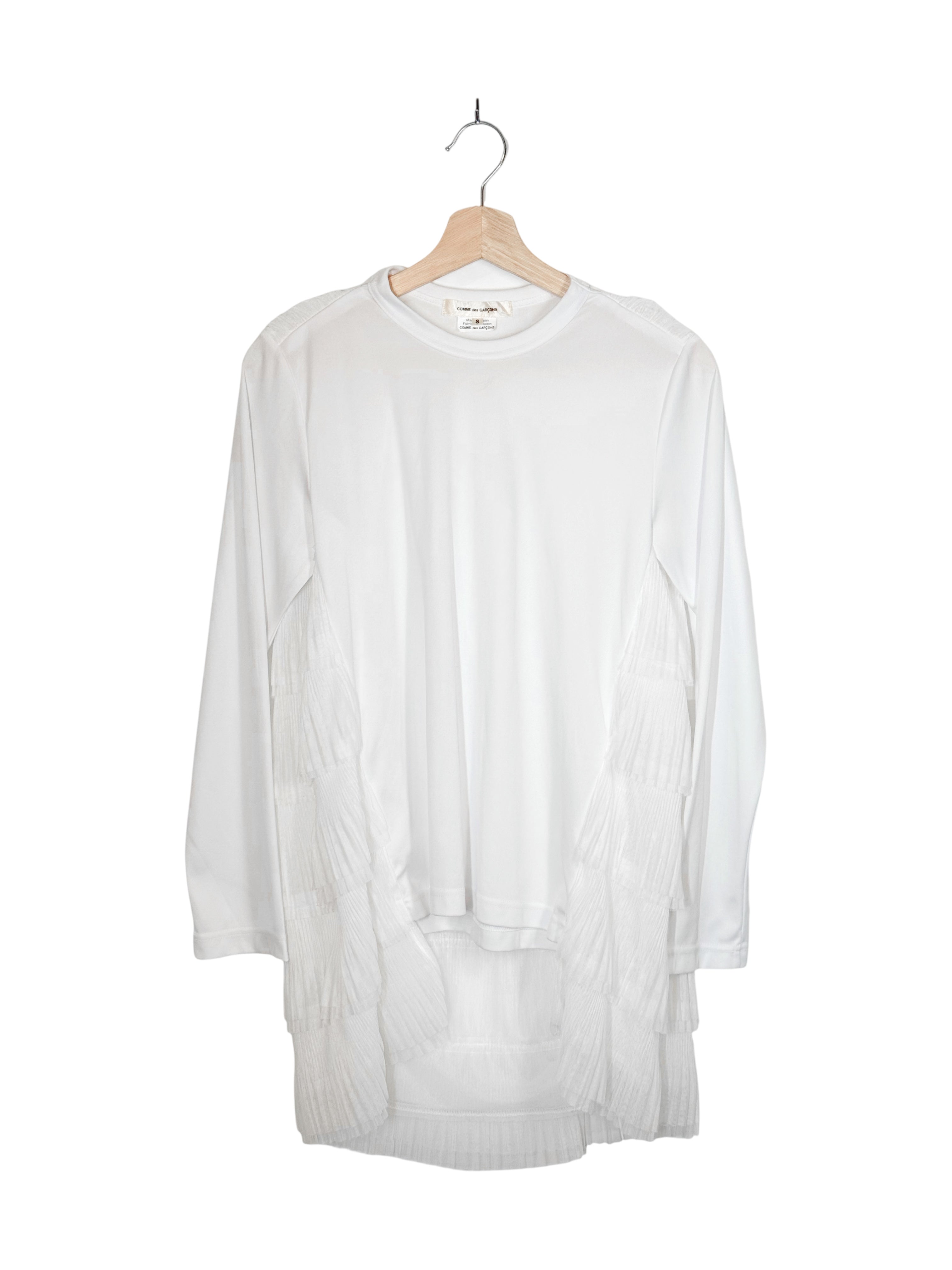 Comme Des Garcons 2021AW Fan-Pleated Tulle Panel Long Sleeve Tee