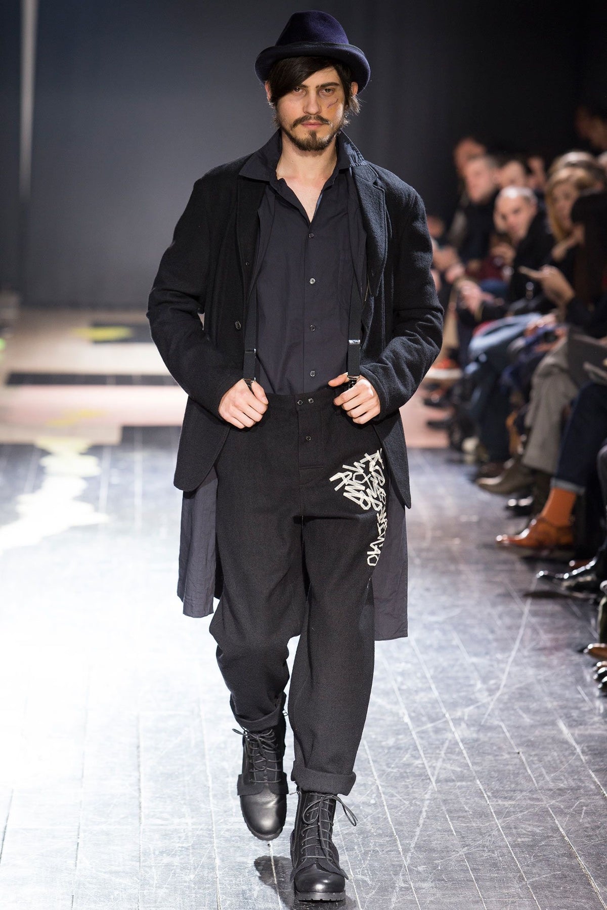 Yohji Yamamoto Pour Homme 2015AW Runway Tape Letter Print Wool Trousers