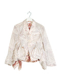 Tao 2026SS Fumi Imamura floral reversible blazer - front view on hanger, ruched jacket reversing between pink and red floral prints