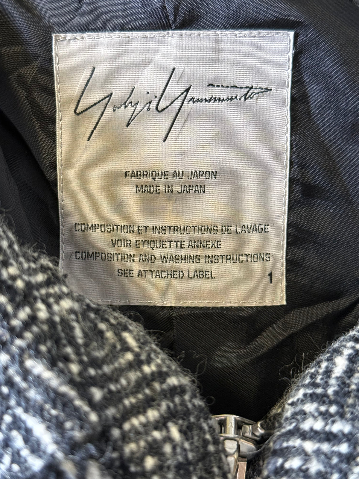 Yohji Yamamoto 2007AW tweed zip jacket - detail view