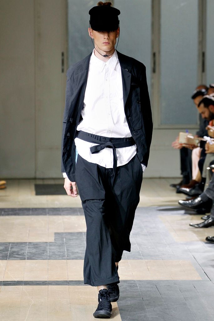 Yohji Yamamoto Pour Homme 2012SS asymmetric button blazer - runway reference