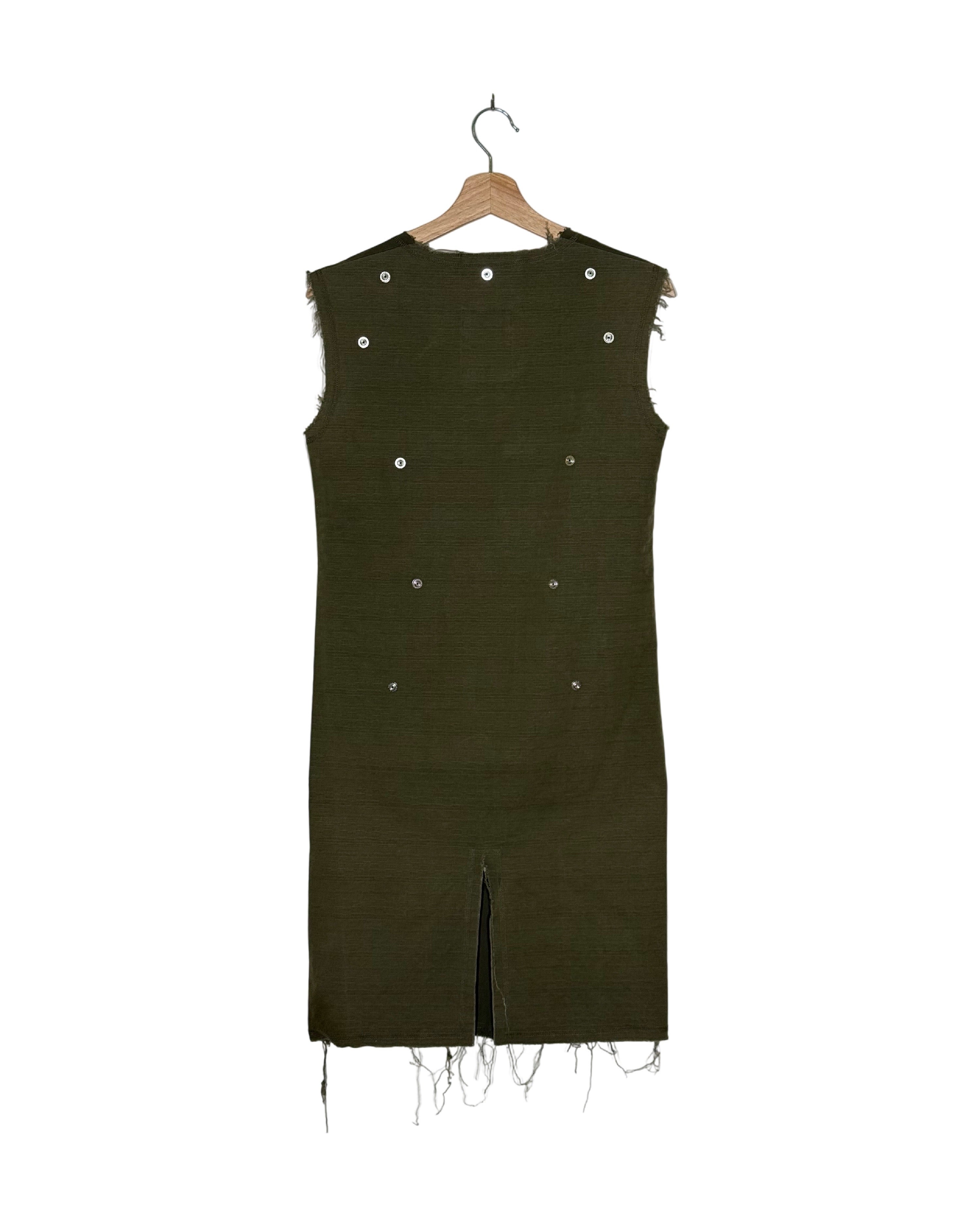 Undercover 2003AW Paperdoll distressed print dress - back view on hanger