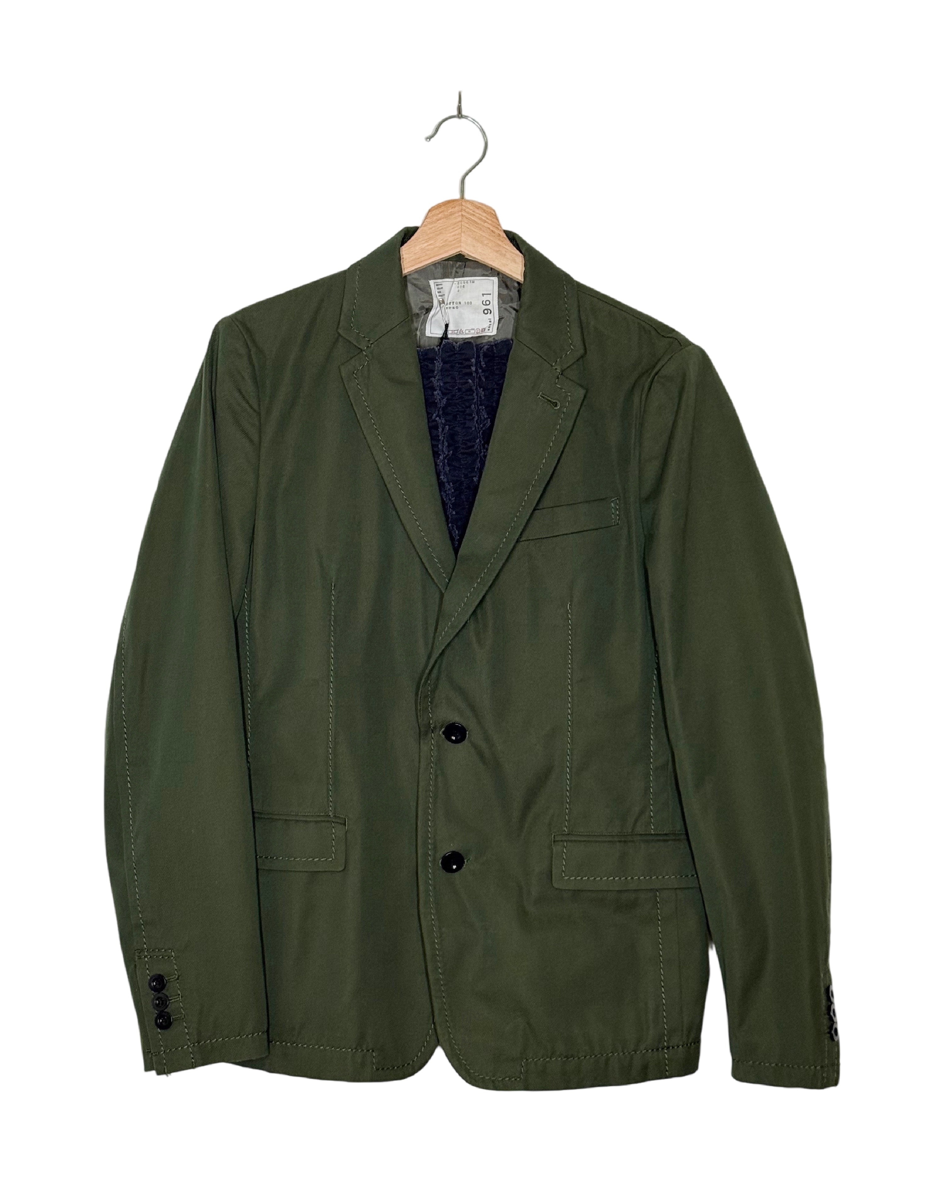 Sacai 2016SS patch lapel contrast stitch blazer - front view on hanger 3