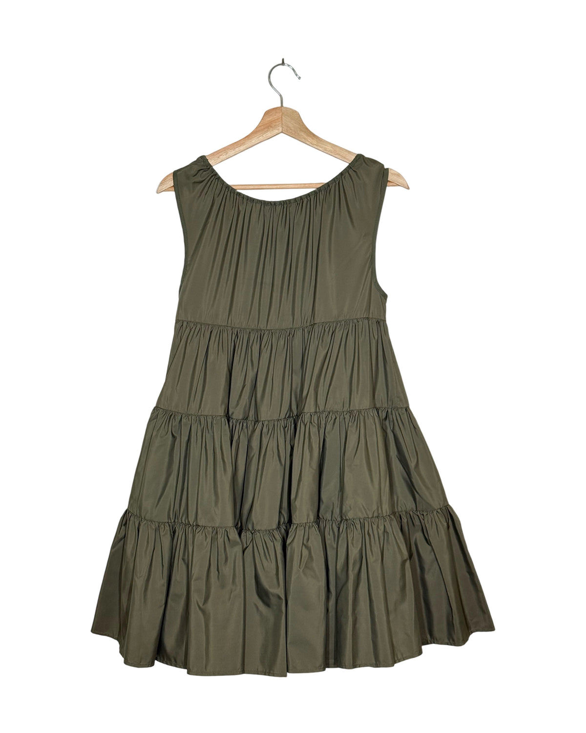 Cecilie Bahnsen 2025AW Aino tiered minidress - back view on hanger