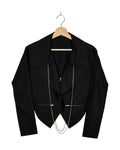 Y's Red Label 2009SS zip tailcoat jacket - front view on hanger, tailcoat silhouette reworked with a functional zip front