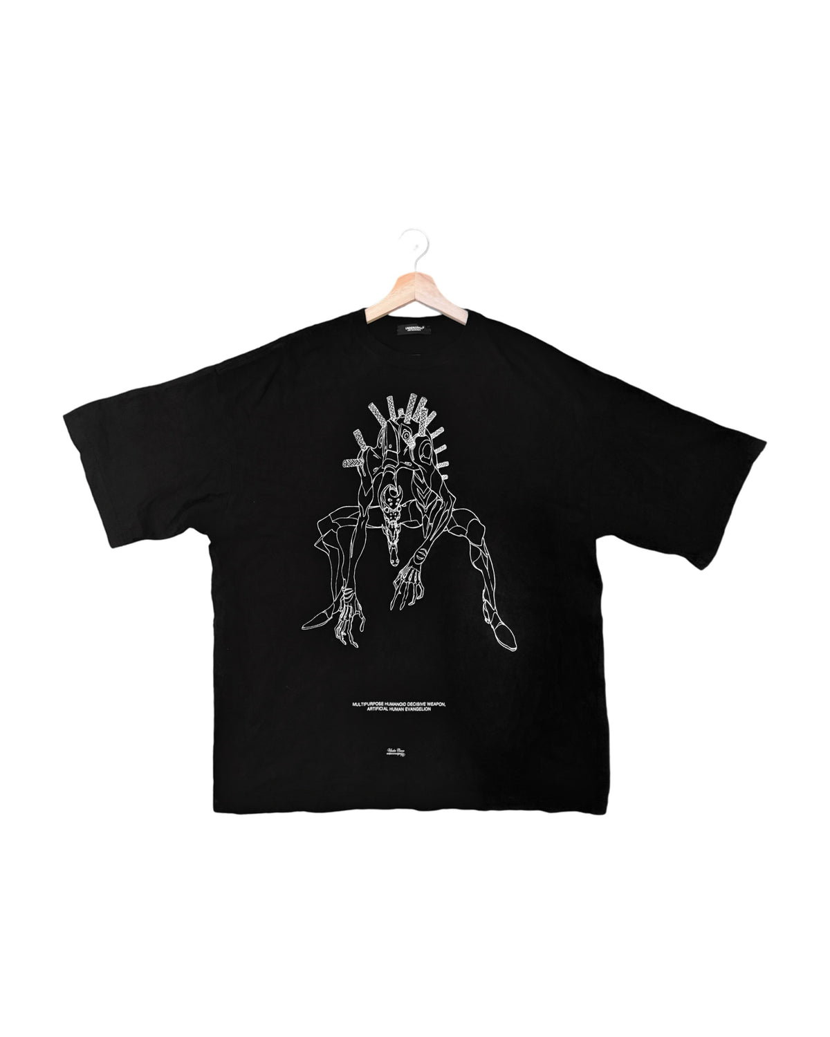 Evangelion x Undercover 2021AW Unit-02 Beast Mode tee - front view on hanger, Beast mode graphic at the front, EVA unit number at the back