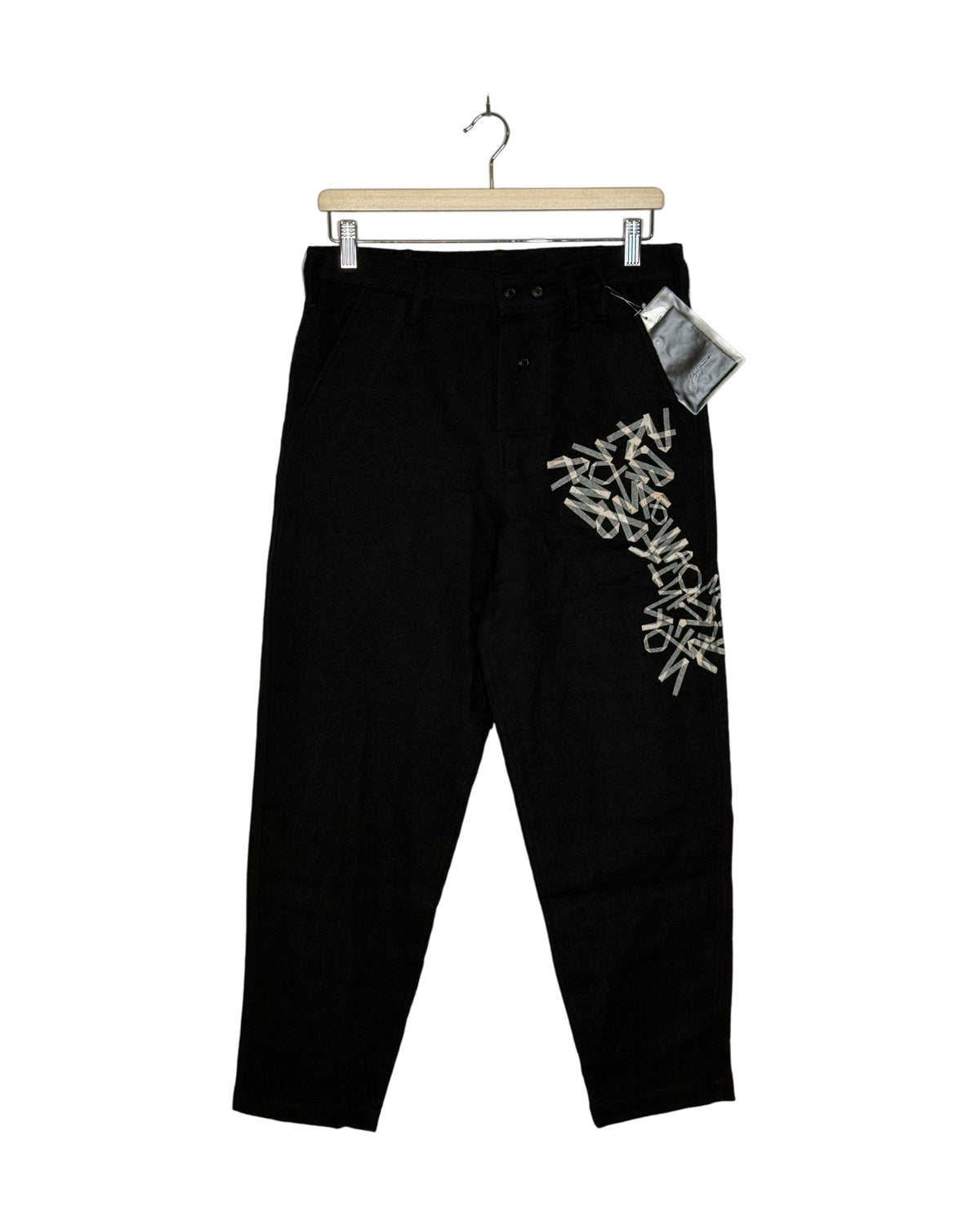 Yohji Yamamoto Pour Homme 2015AW Runway Tape Letter Print Wool Trousers
