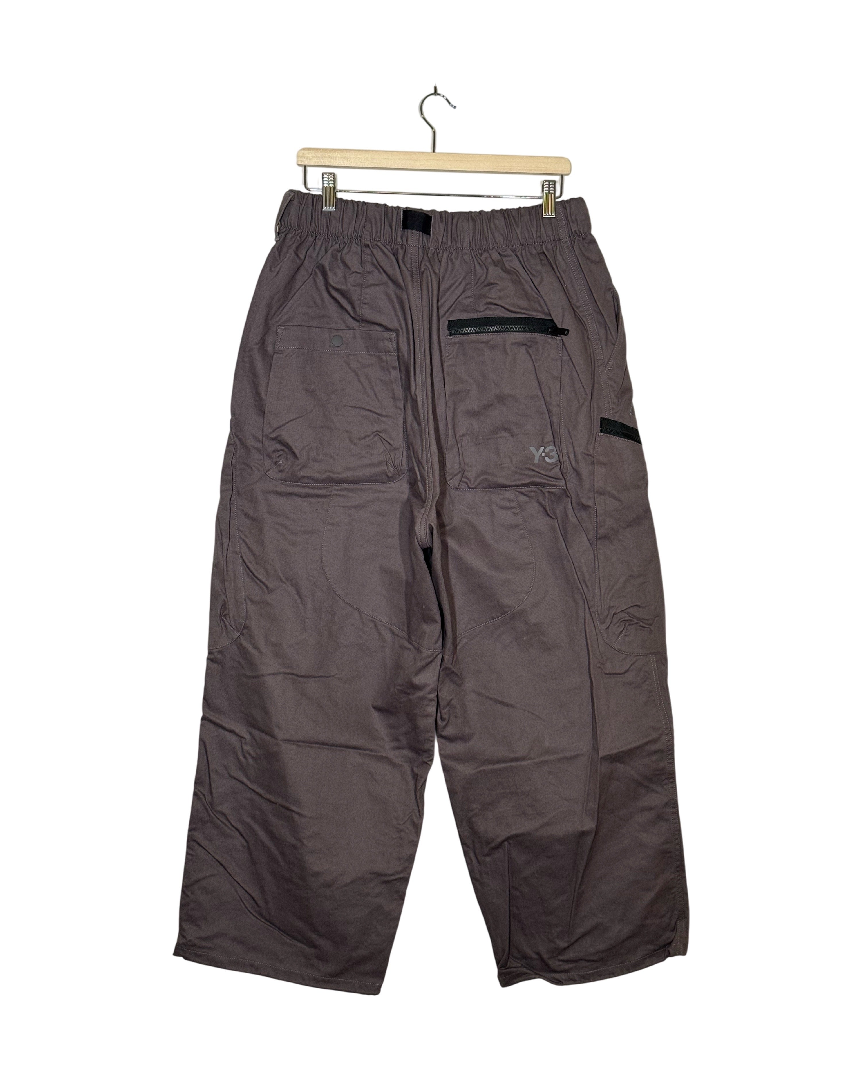 Y-3 2025AW belted oversized cargo pants - back view on hanger