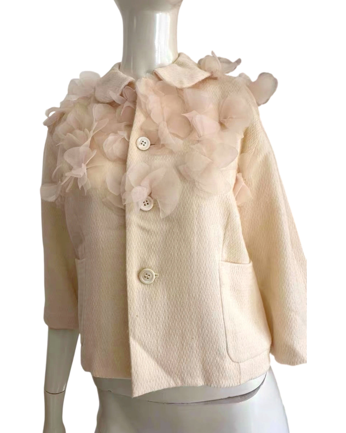 robe de chambre Comme des Garçons 2000SS Organza Petal Appliqué Wool Jacket