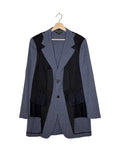 Comme des Garcons Homme Plus 2018SS Disco inside-out blazer - front view on hanger, seams, linings and internal structure worn on the outside in black and deep navy