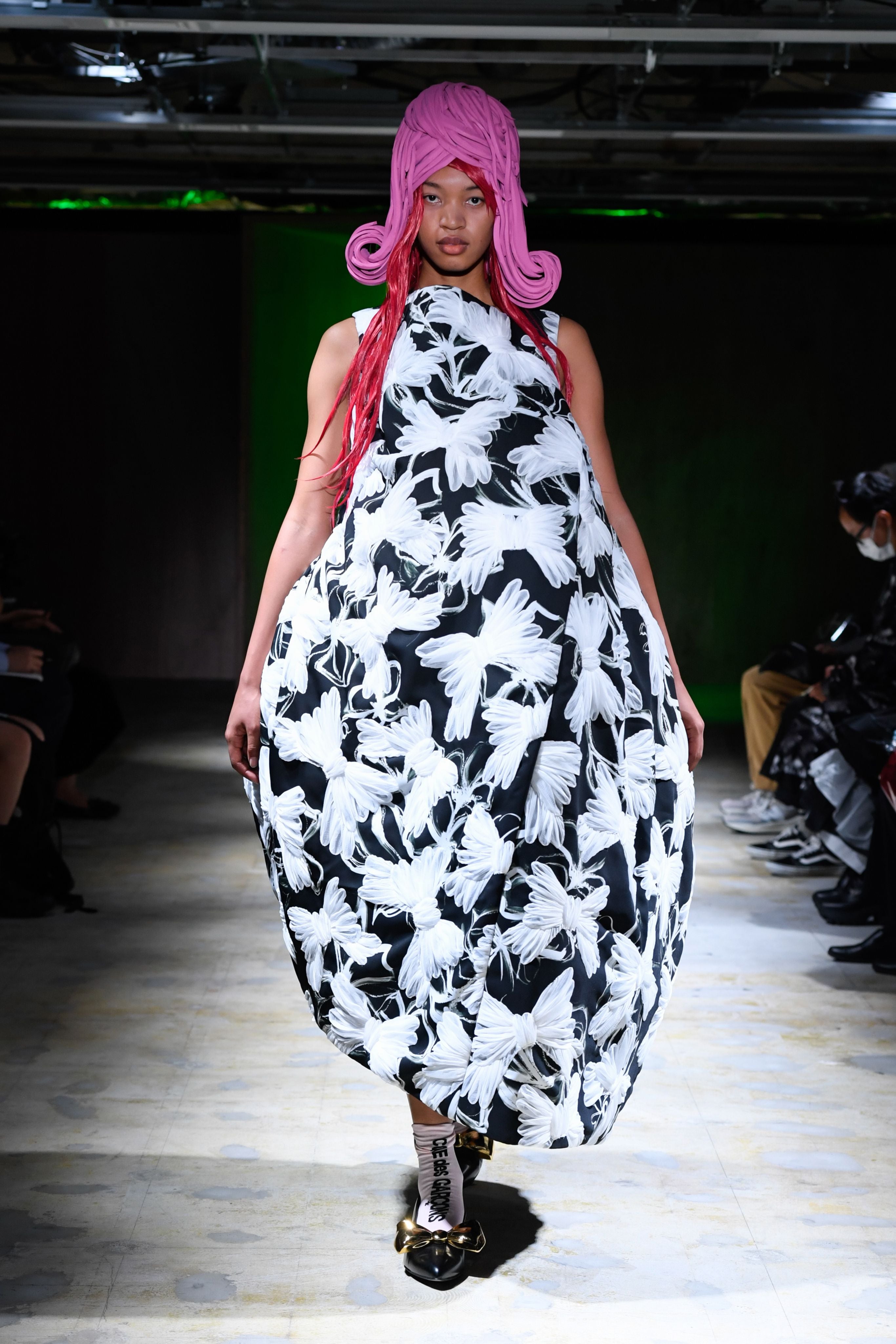 Comme Des Garcons 2022SS Runway Two Dimensional 2D Bow-ties Floral Mesh Jacket