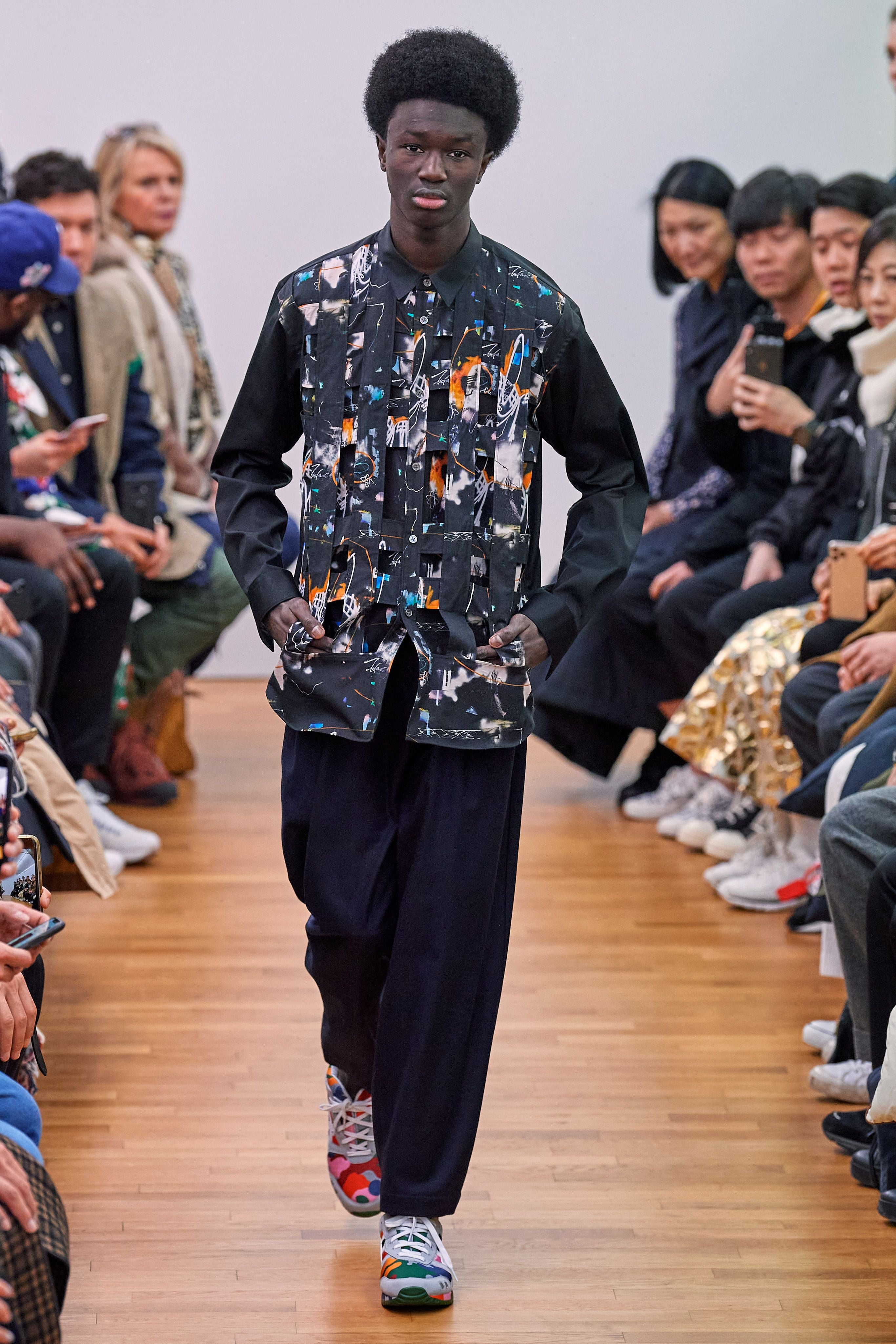 Comme Des Garcons Shirt x Futura Collaboration 2020AW Runway Artwork Print Long Sleeves Shirt