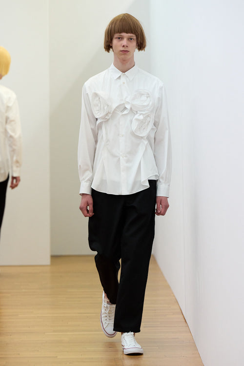 Comme des Garcons Shirt 2025SS twisted rose short sleeve shirt - runway reference