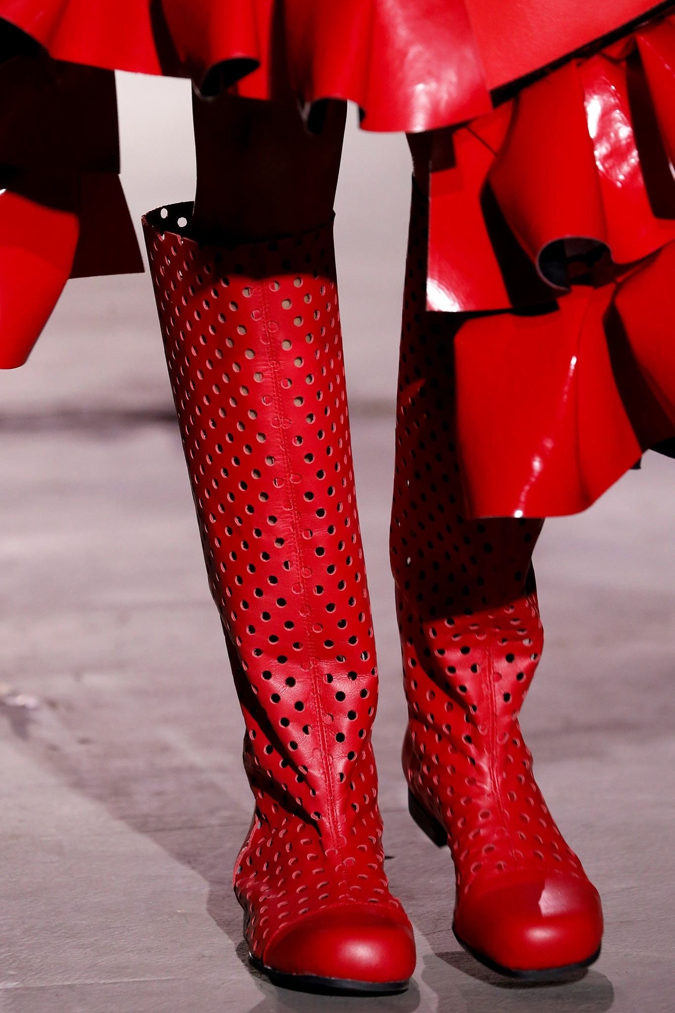 Comme Des Garcons 2015AW Runway Cut-Out Polka Dot Tall Boots