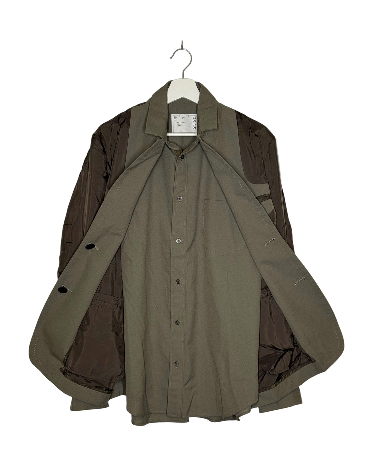 Sacai 2021AW double-layer reversible blazer - back view on hanger