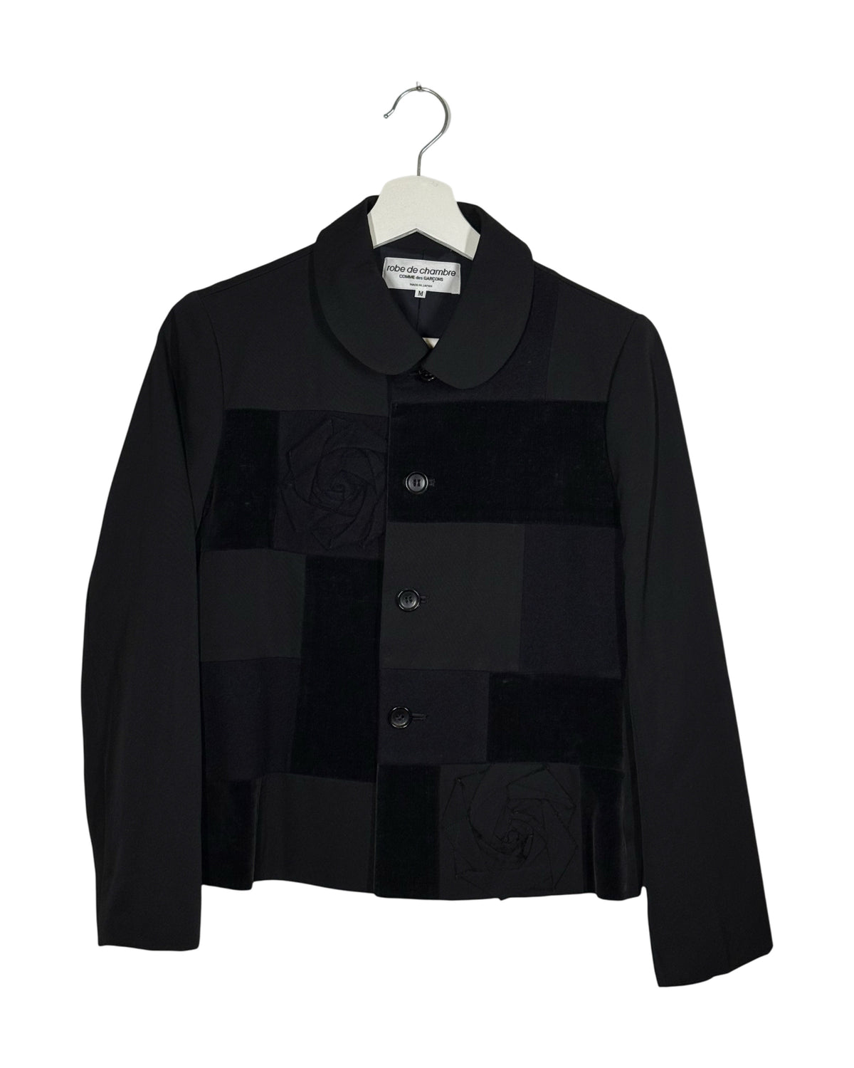robe de chambre Comme Des Garcons 2000s Roses Patchwork Wool Jacket