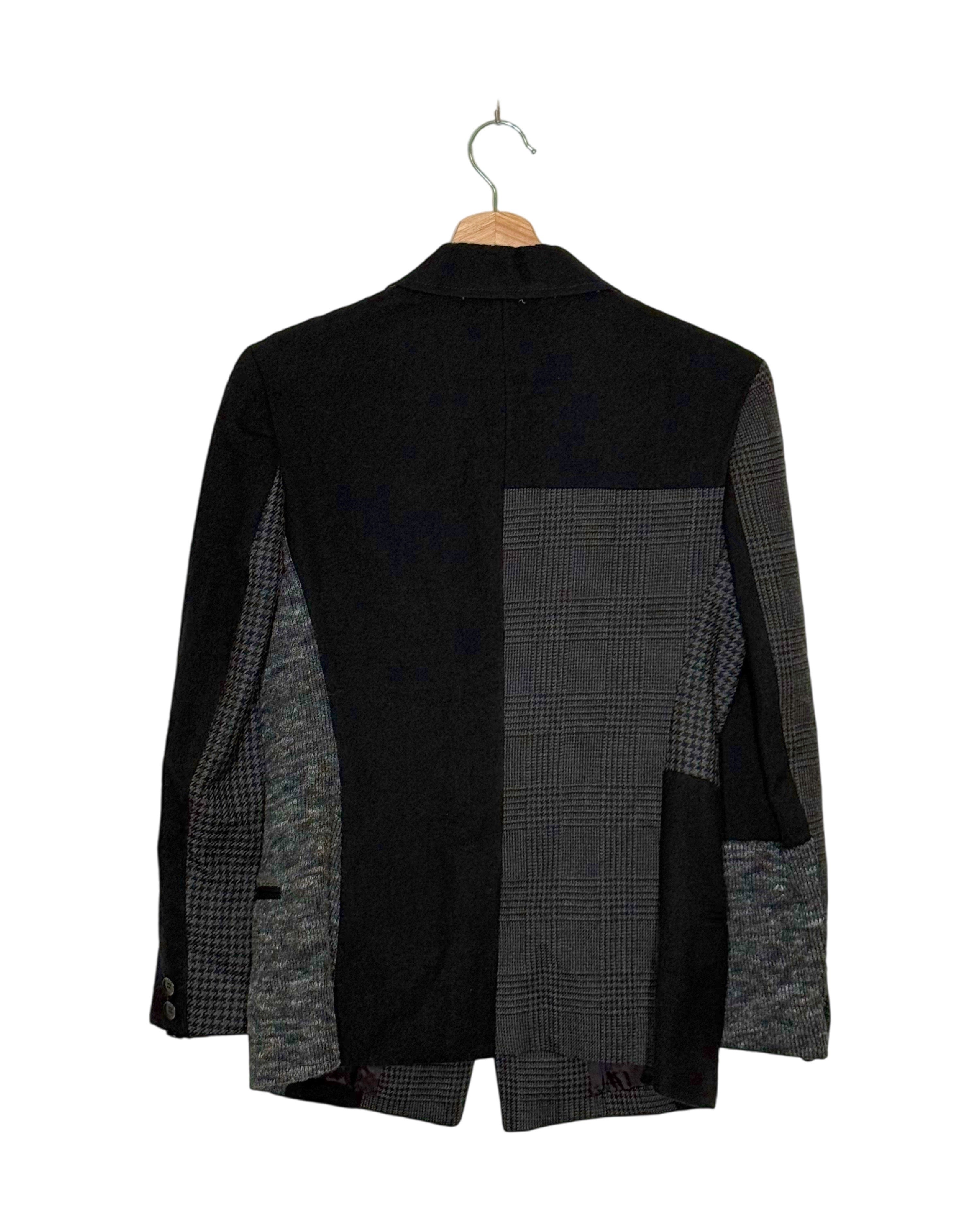 Y's 2013AW multi-material patchwork blazer - back view on hanger