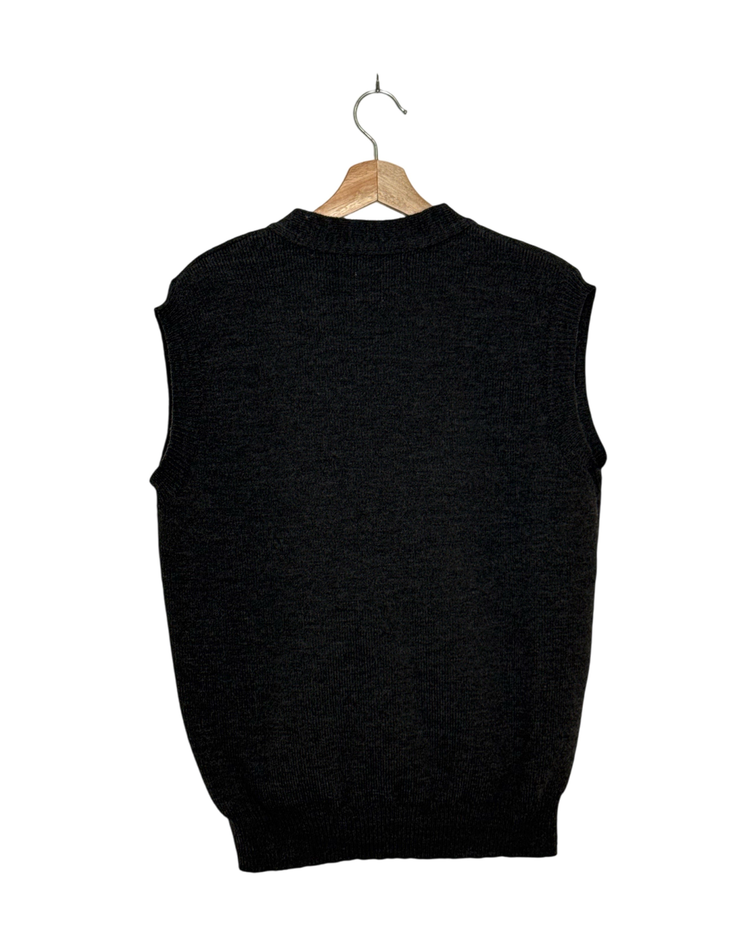 Comme des Garcons Homme Deux x Lochaven of Scotland 2021AW knit vest - back view on hanger