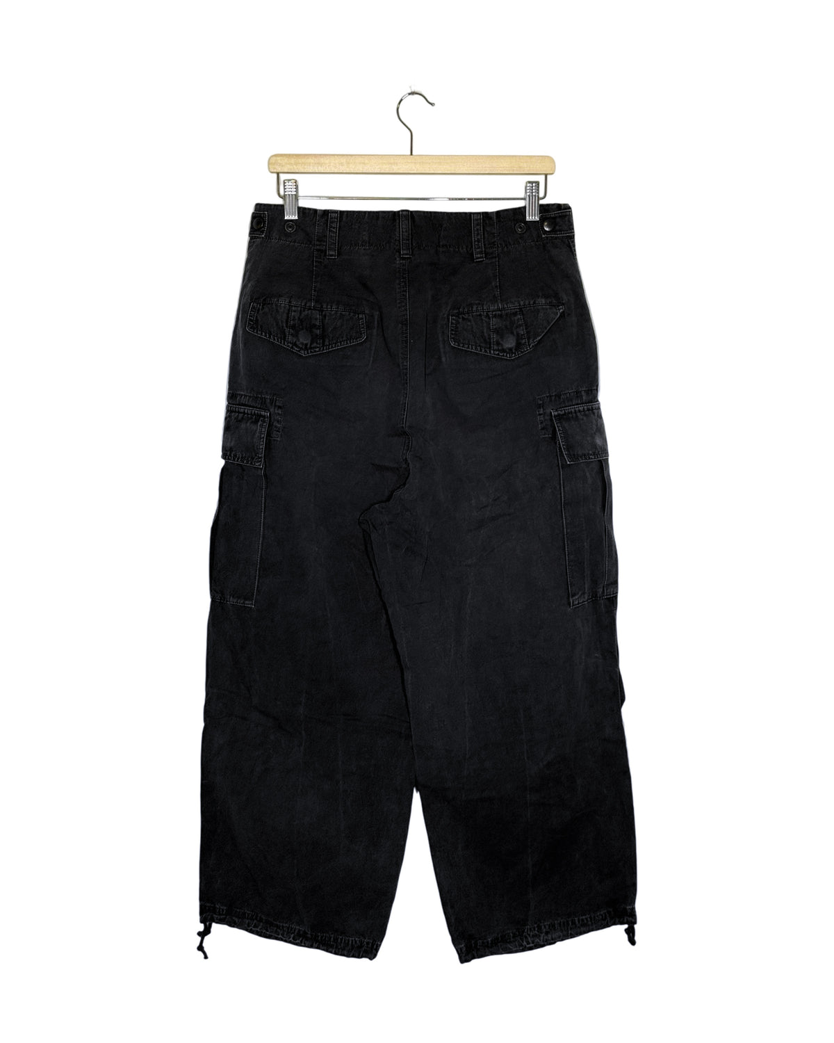Yohji Yamamoto Pour Homme 2018AW washed distressed M51 military trousers - back view on hanger