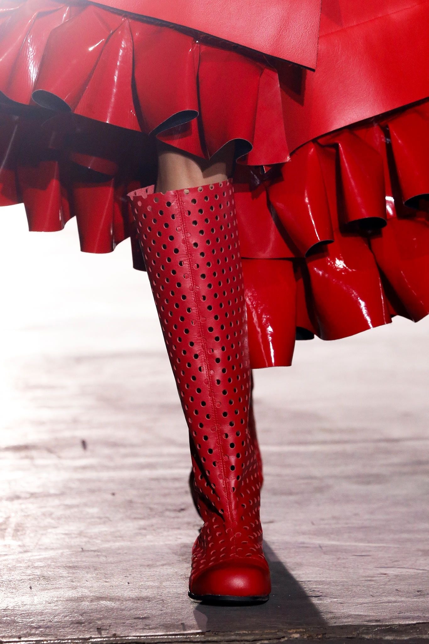 Comme Des Garcons 2015AW Runway Cut-Out Polka Dot Tall Boots