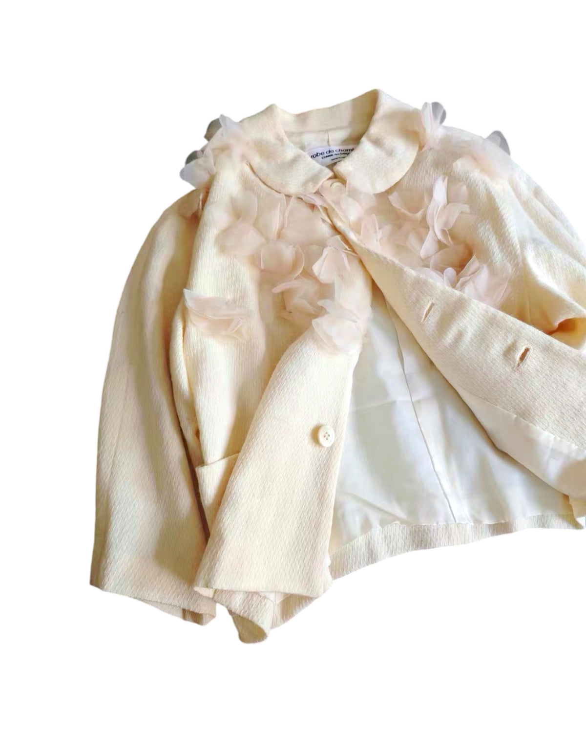 robe de chambre Comme des Garçons 2000SS Organza Petal Appliqué Wool Jacket
