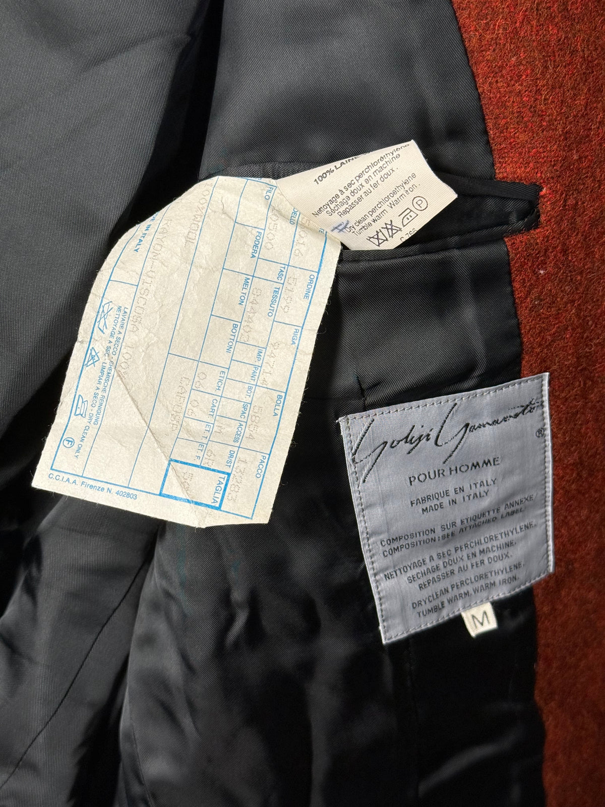Yohji Yamamoto Pour Homme 1990AW Runway Color-Block Wool Blazer - detail view 3