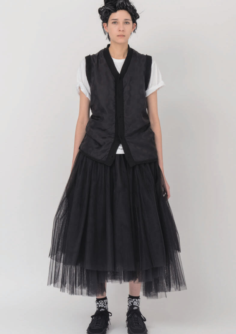 BLACK Comme Des Garcons 2022SS Layered Tulle Midi Skirt