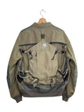 eYe Junya Watanabe MAN × Karrimor 2023SS Poly-Oxford backpack bomber - reverse view revealing the integrated Karrimor Ridge 40+ backpack with compression straps and embroidered logo