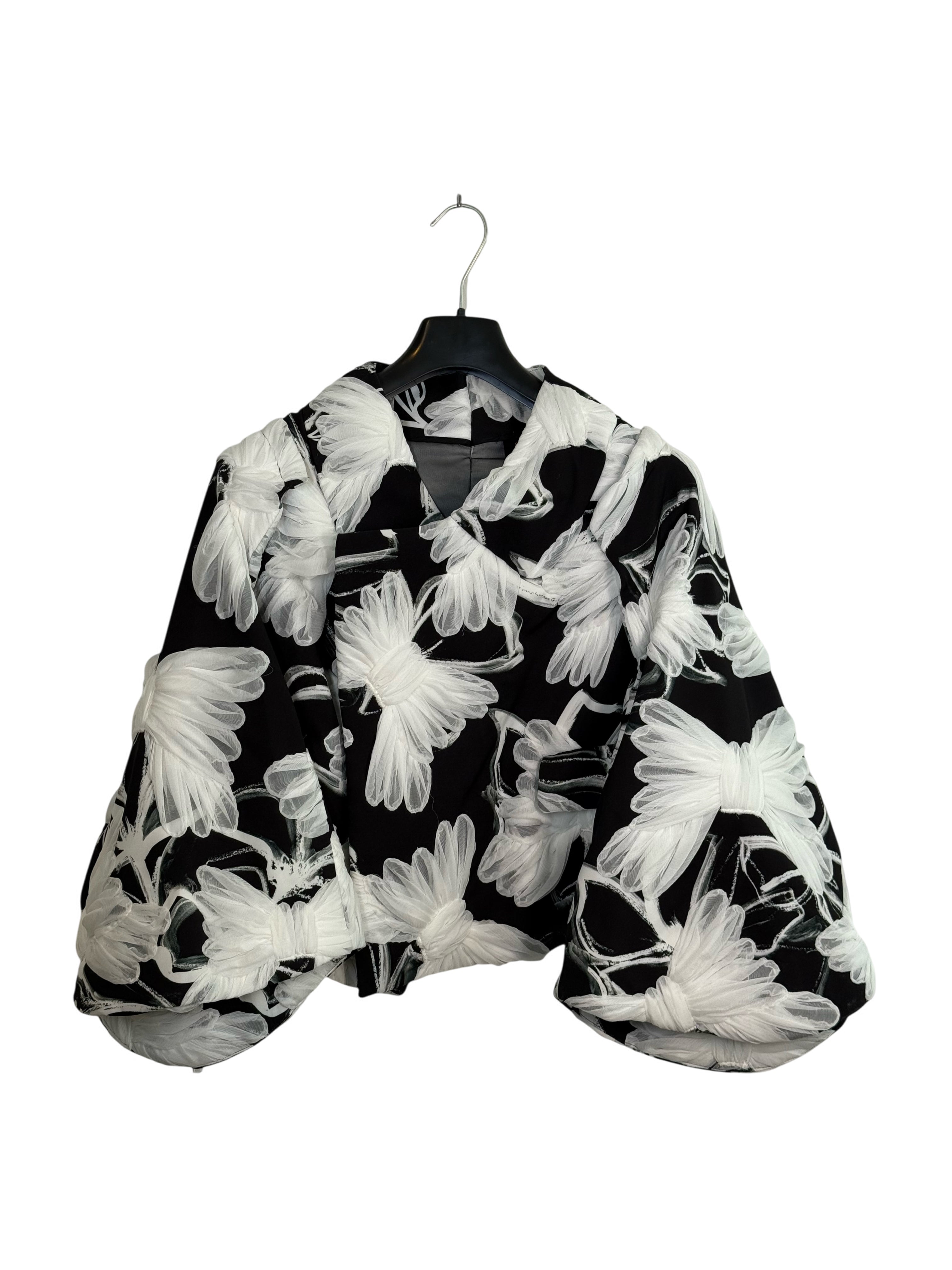 Comme Des Garcons 2022SS Runway Two Dimensional 2D Bow-ties Floral Mesh Jacket