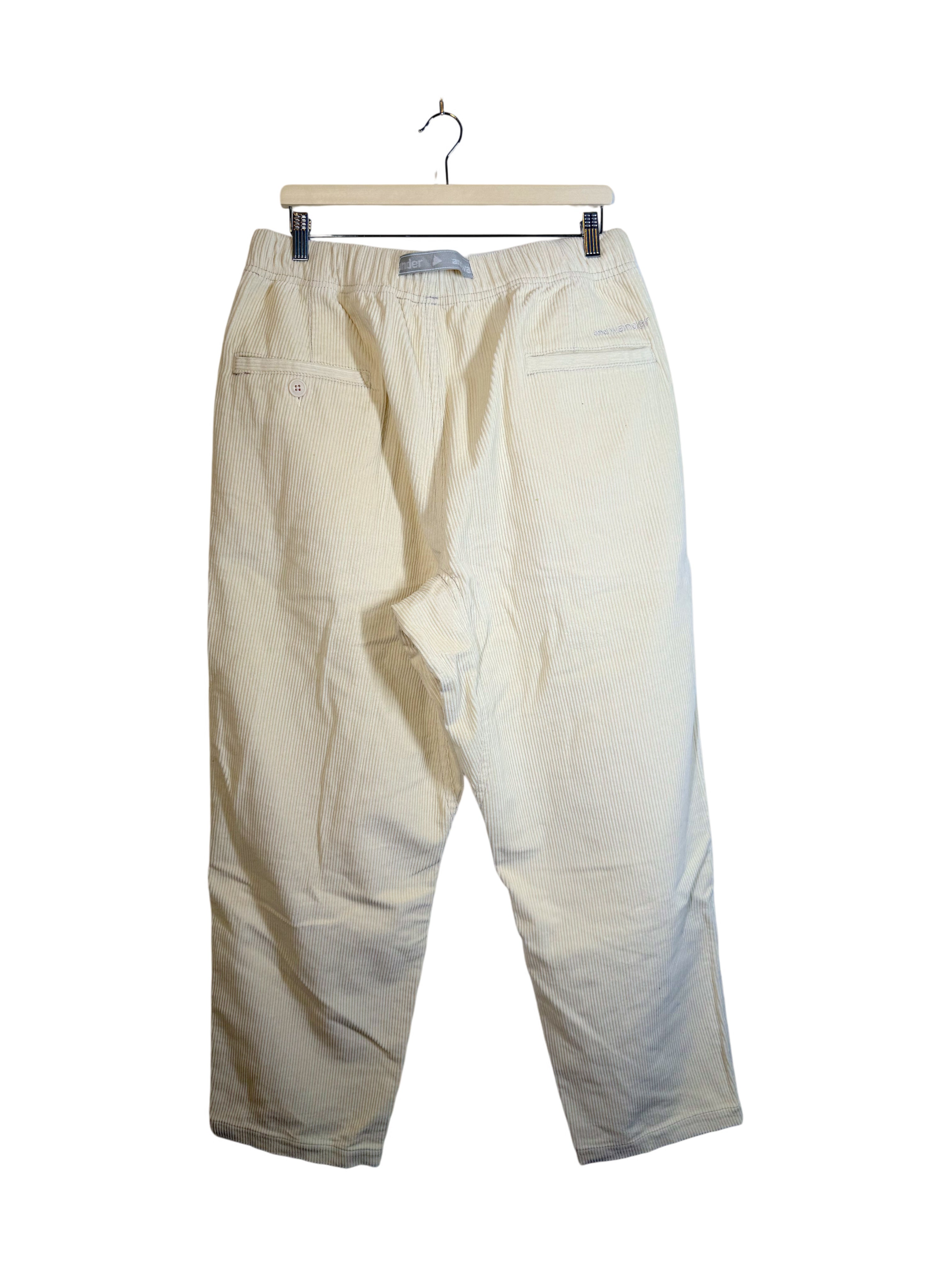 And Wander 2023AW Cotton Corduroy Pants with Pleated Front Cream Off White