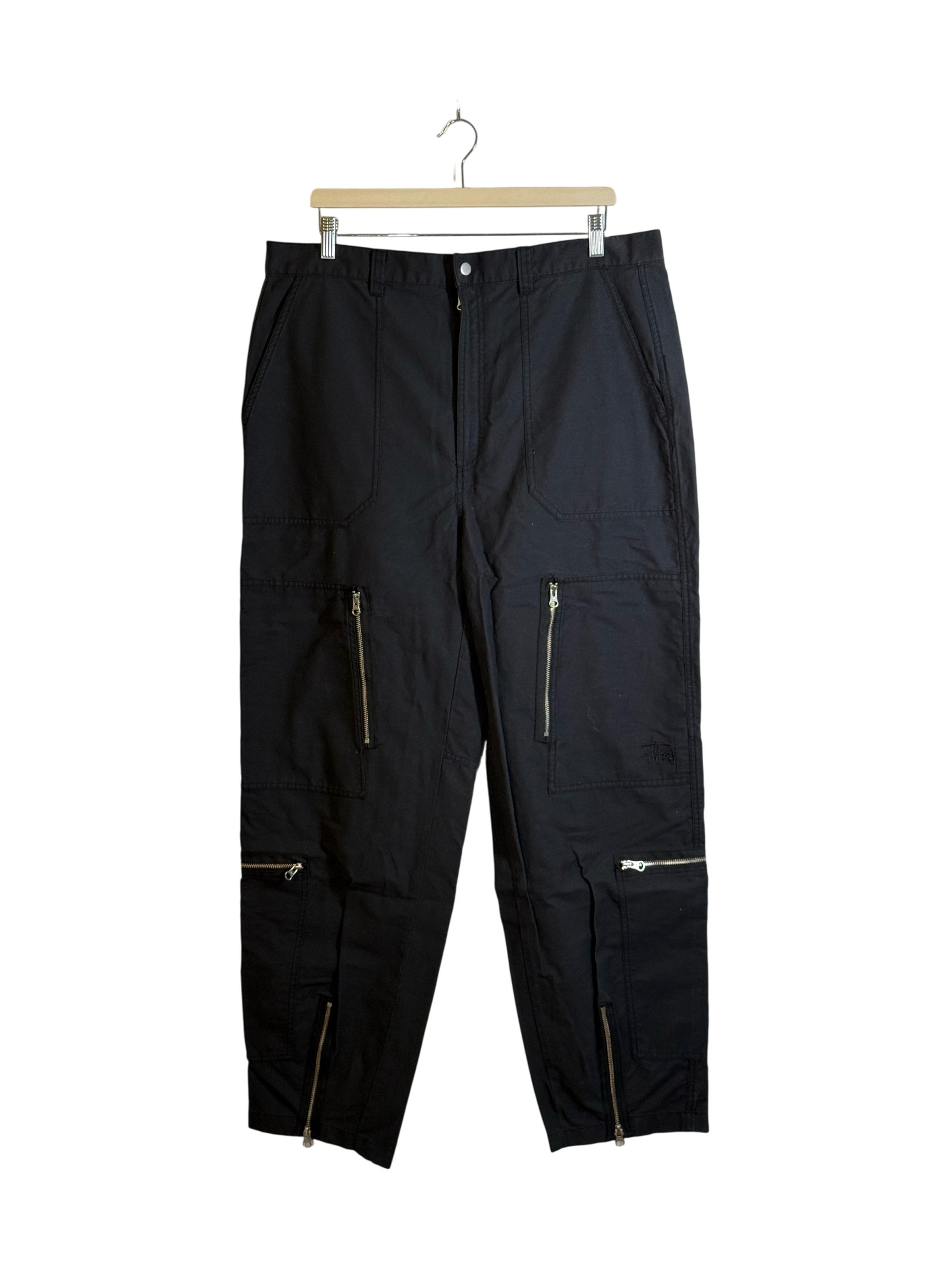 Stussy 2024SS Black Flight Pants Nyco Pigment Dyed with Zipper Details