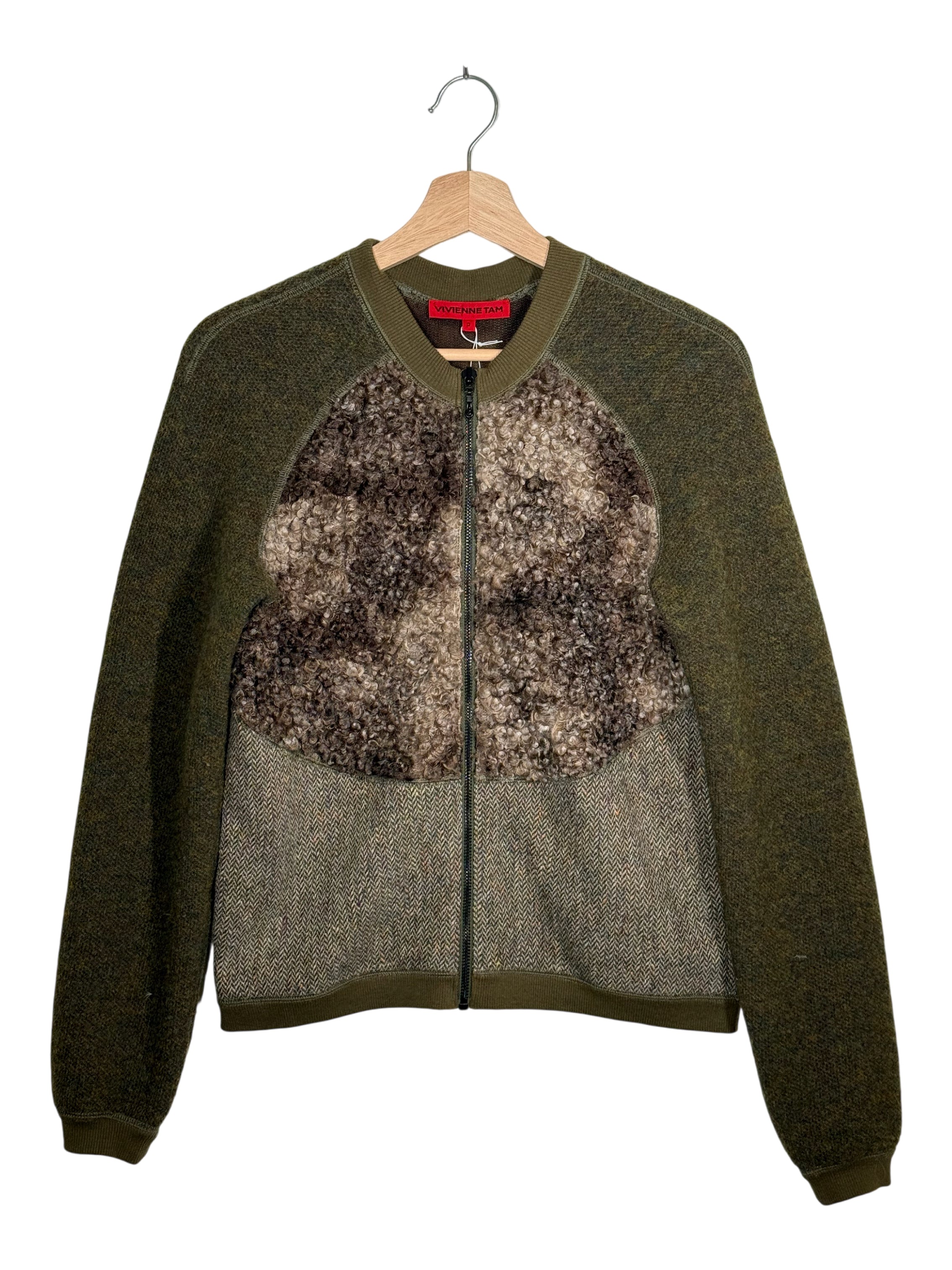 Vivienne Tam Petal Embellished Color-Block Wool Jacket