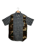 Comme des Garcons Homme 2020SS Runway Camouflage Patchwork Plaid Short Sleeve Shirt
