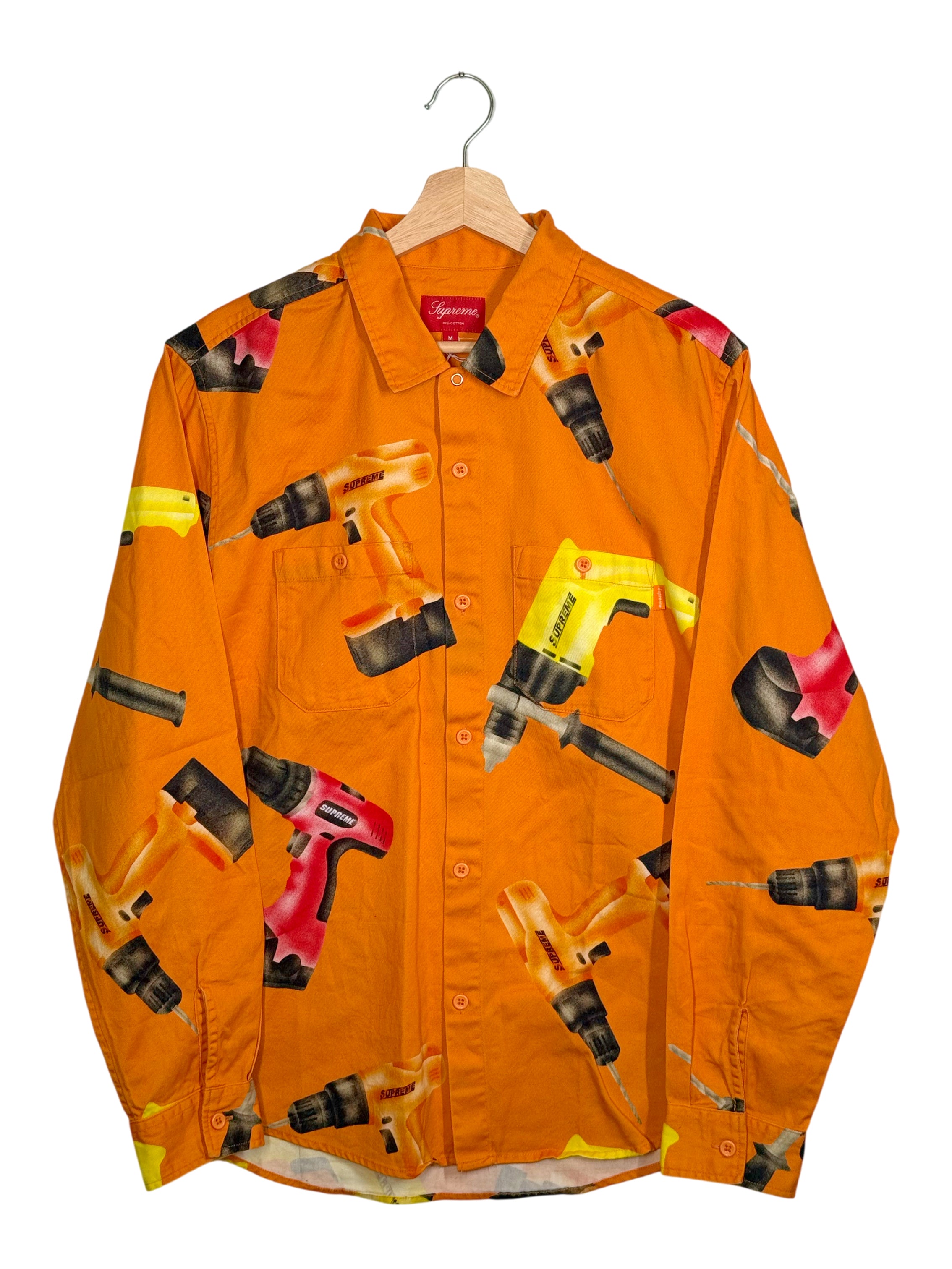 Supreme 2019SS Power Drill All-Over Print Long-Sleeve Shirt