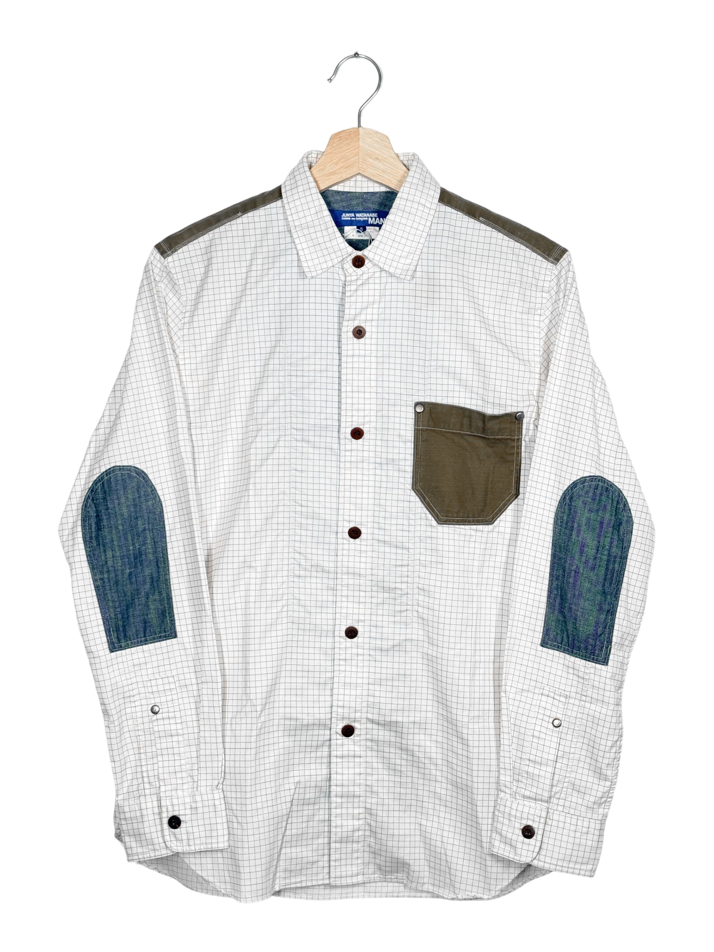 Junya Watanabe MAN 2014SS Plaid Panel Check Shirt with Denim Shoulder Patch