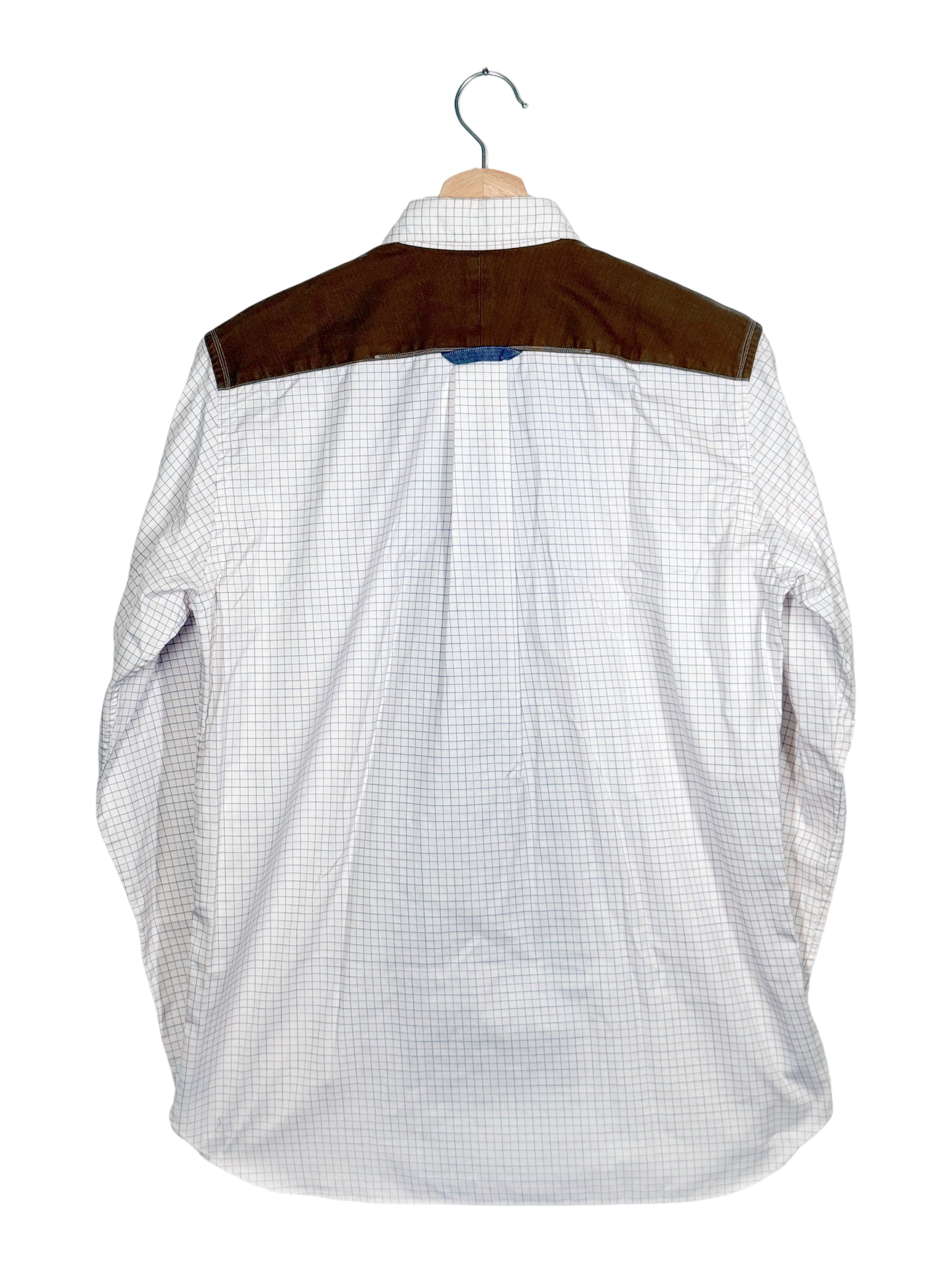 Junya Watanabe MAN 2014SS Plaid Panel Check Shirt with Denim Shoulder Patch
