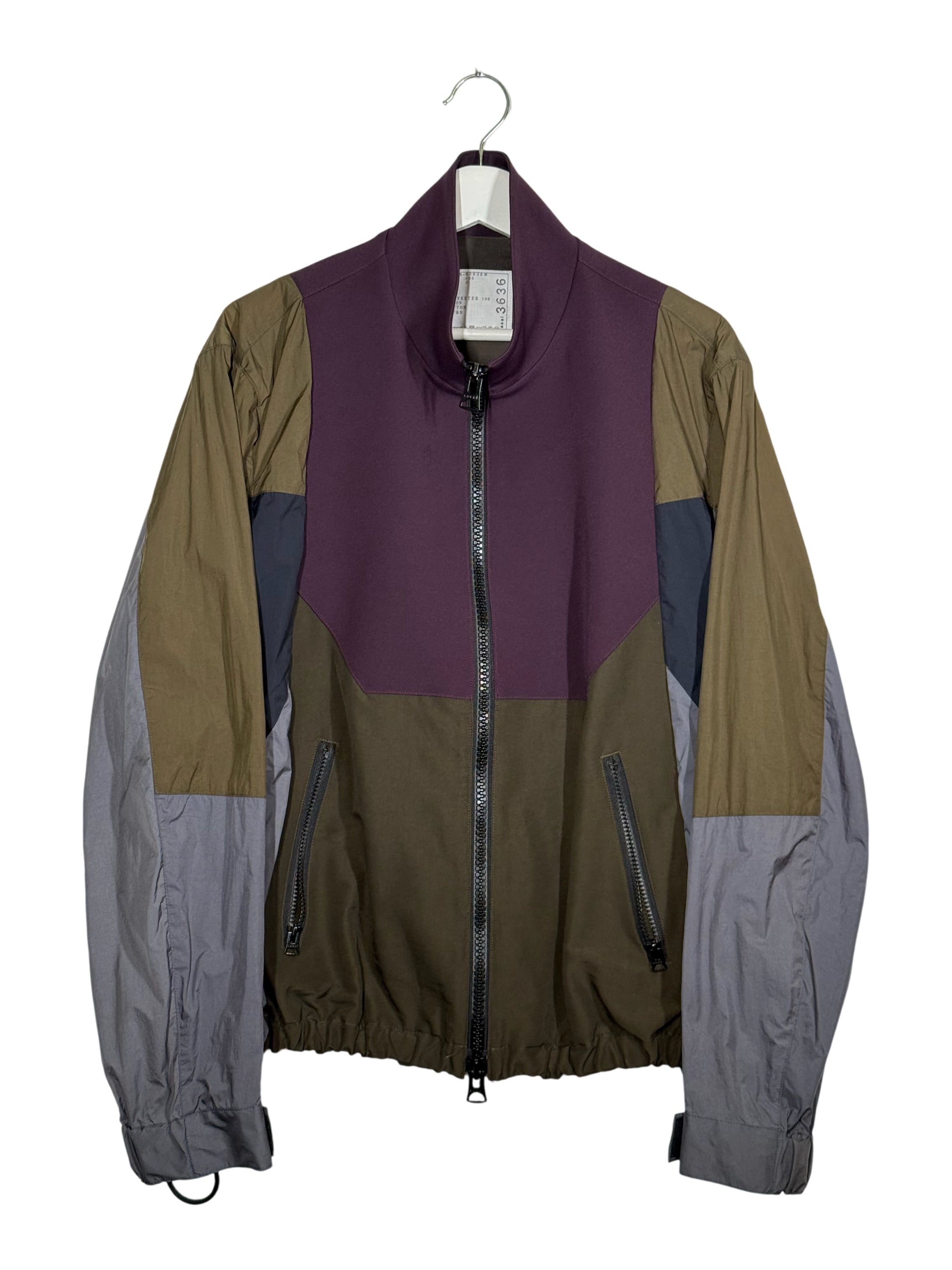 Sacai 2025SS Runway Color-Block Patchwork Oversized Windbreaker