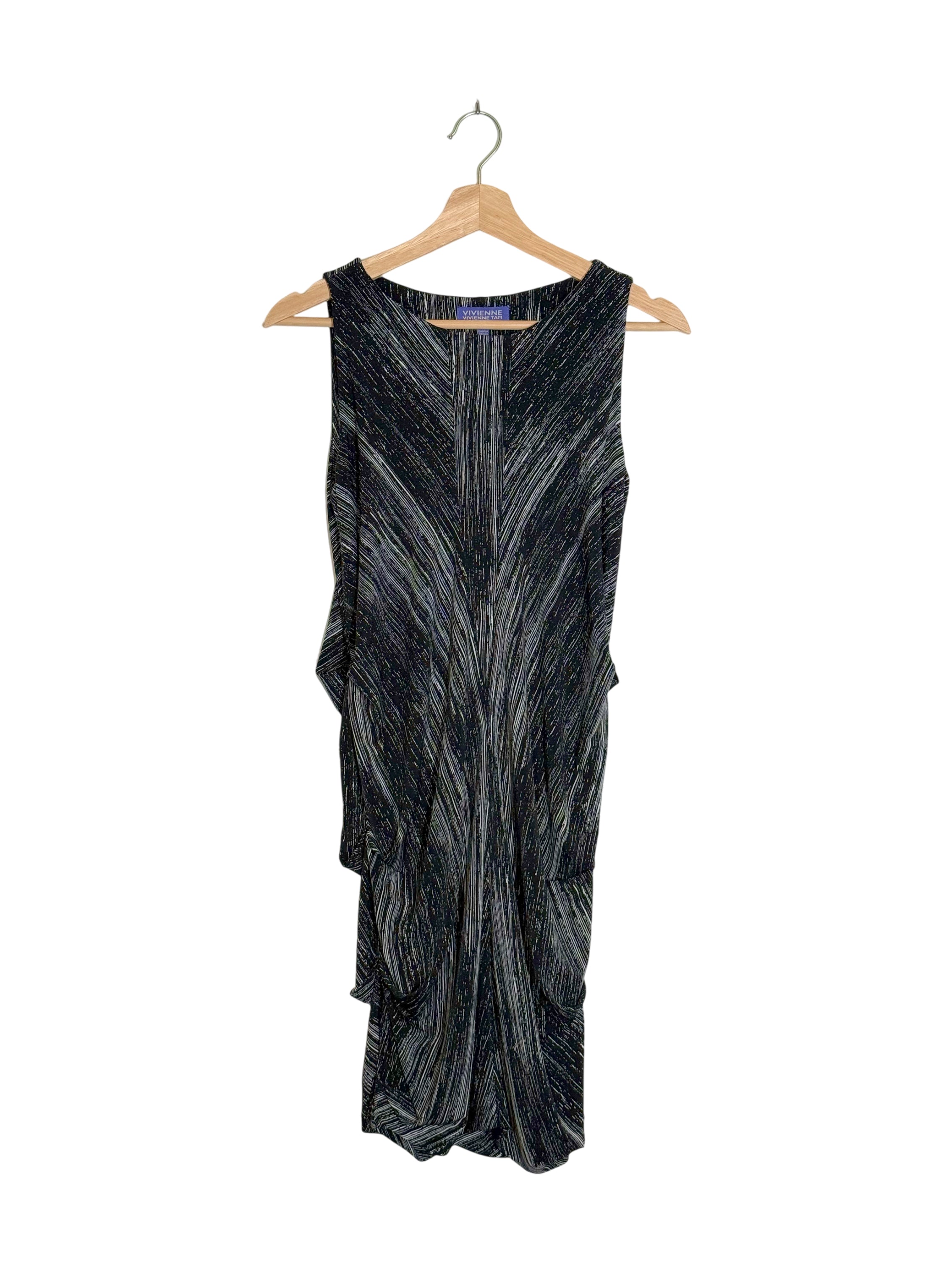 Vivienne Tam Purple Label Silver-Gray Crinkle Dress
