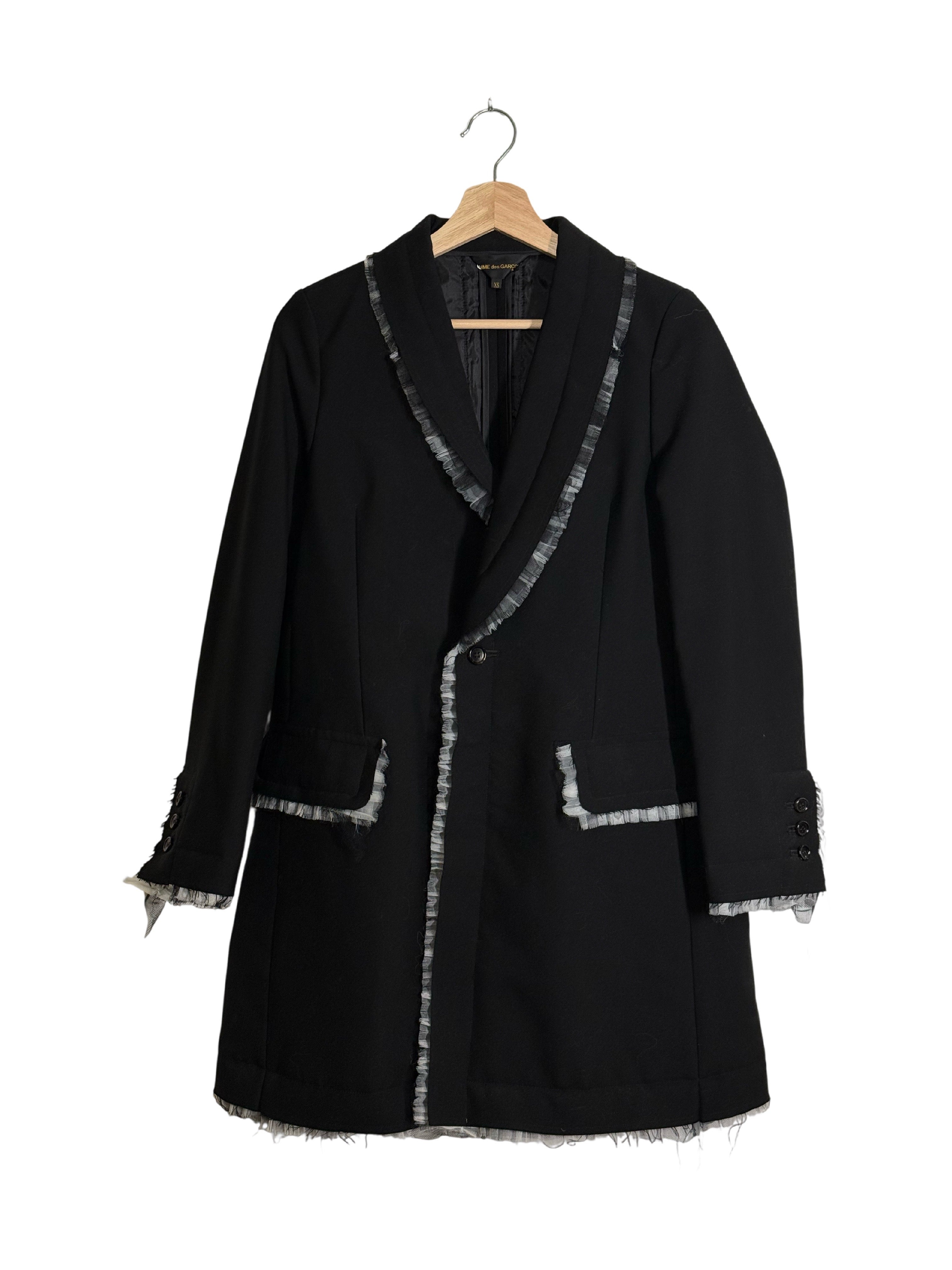 Comme Des Garcons 2018AW Scrap Patchwork Tulle Trim Quilted Padded Coat