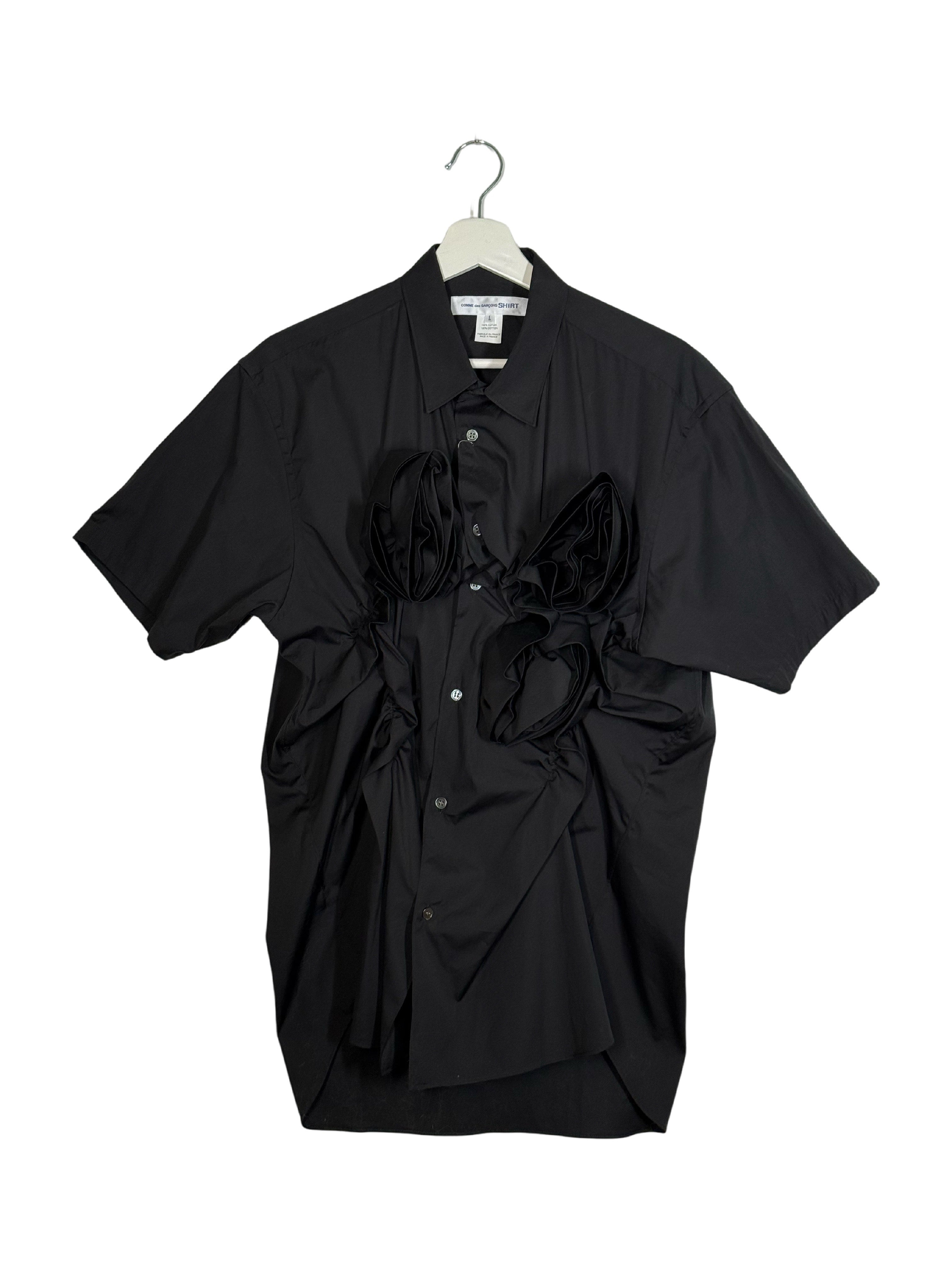 Comme Des Garcons Shirt 2025SS Runway Twisted Rose Short Sleeve Shirt
